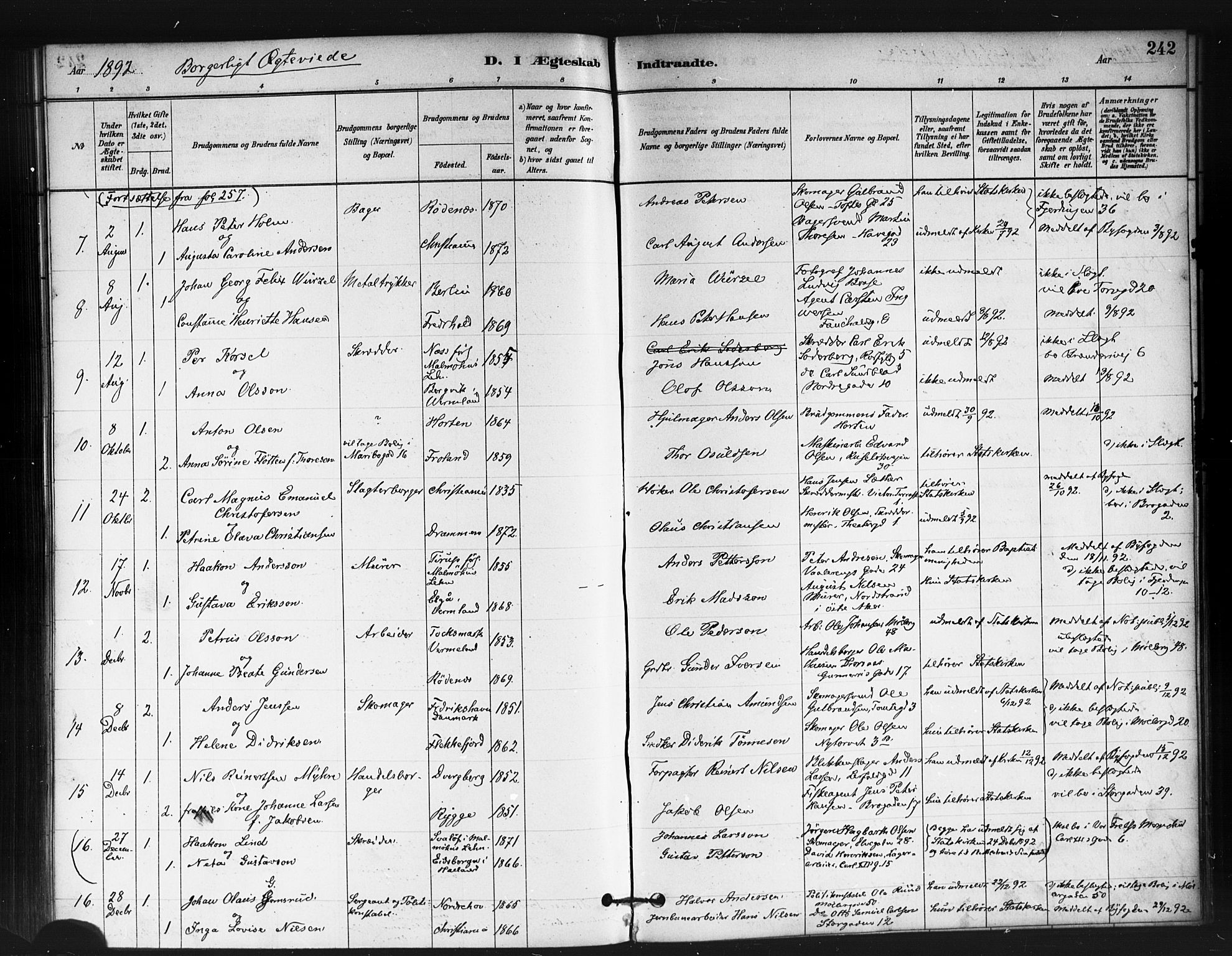Jakob prestekontor Kirkebøker, SAO/A-10850/F/Fa/L0004: Parish register (official) no. 4, 1880-1894, p. 242