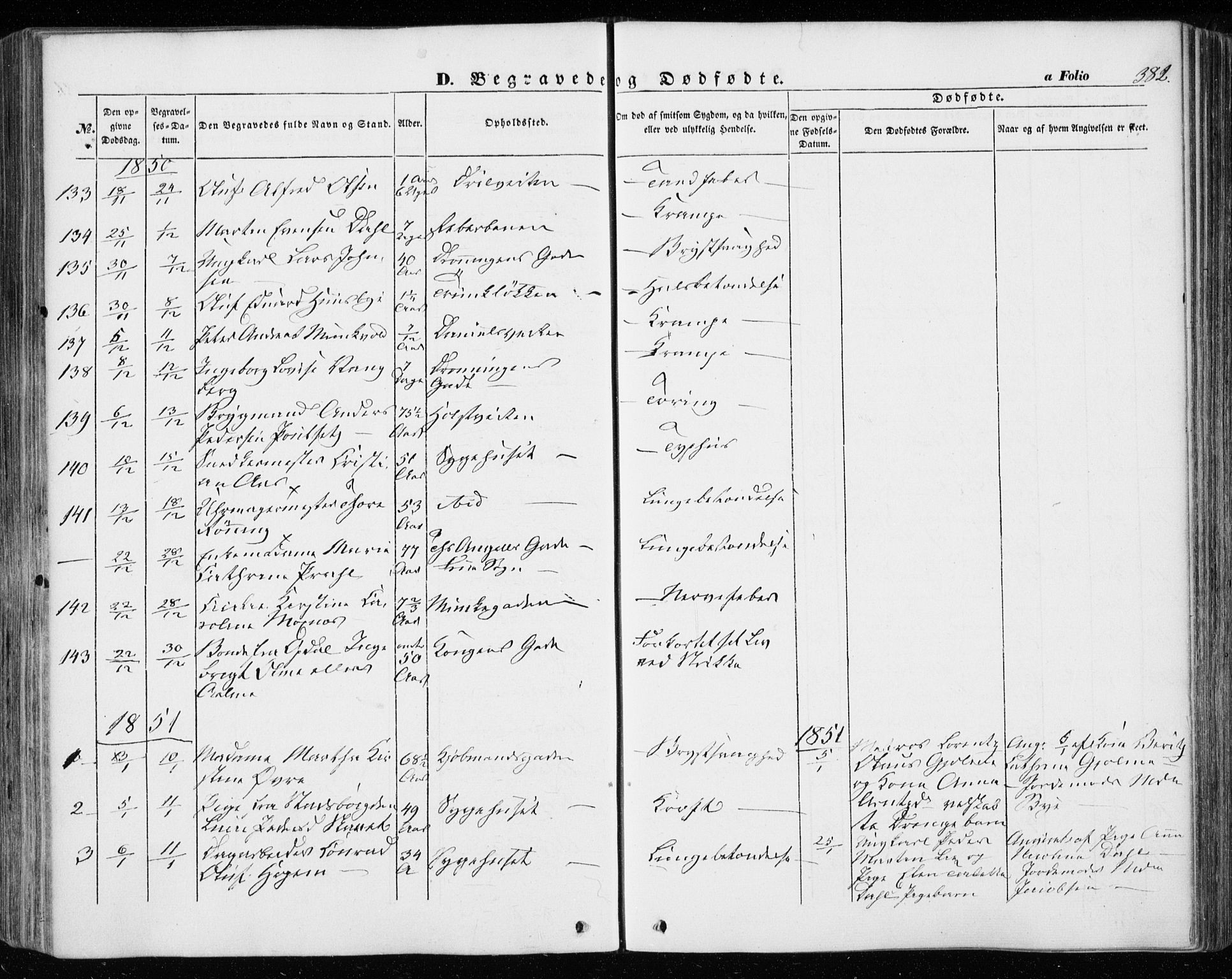 Ministerialprotokoller, klokkerbøker og fødselsregistre - Sør-Trøndelag, SAT/A-1456/601/L0051: Parish register (official) no. 601A19, 1848-1857, p. 382