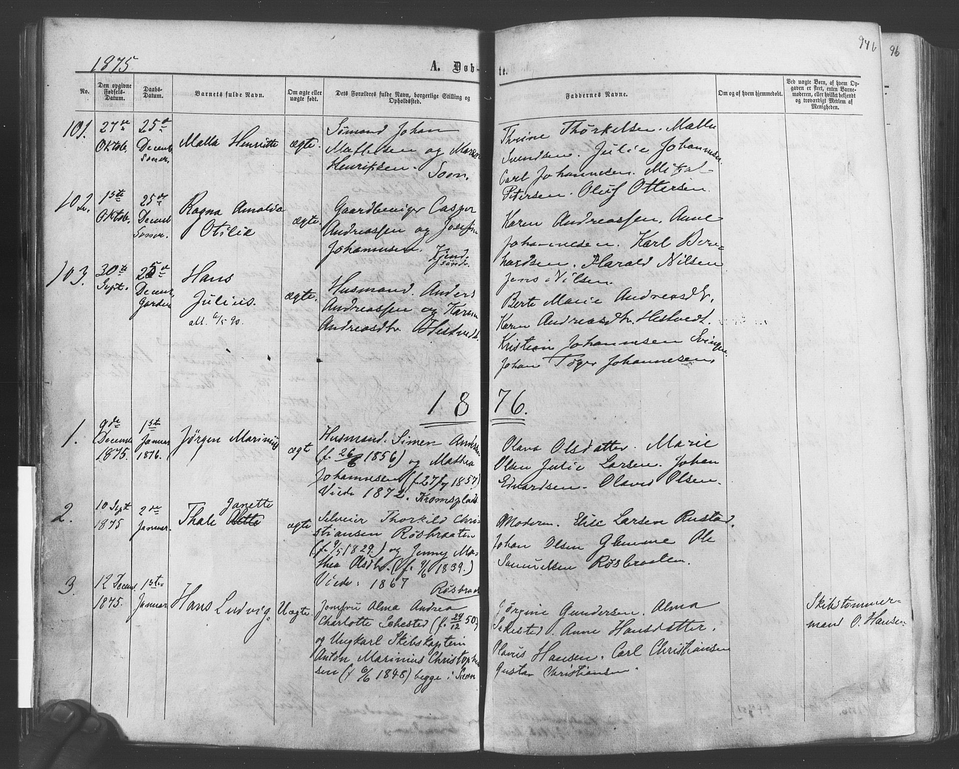 Vestby prestekontor Kirkebøker, SAO/A-10893/F/Fa/L0008: Parish register (official) no. I 8, 1863-1877, p. 94b