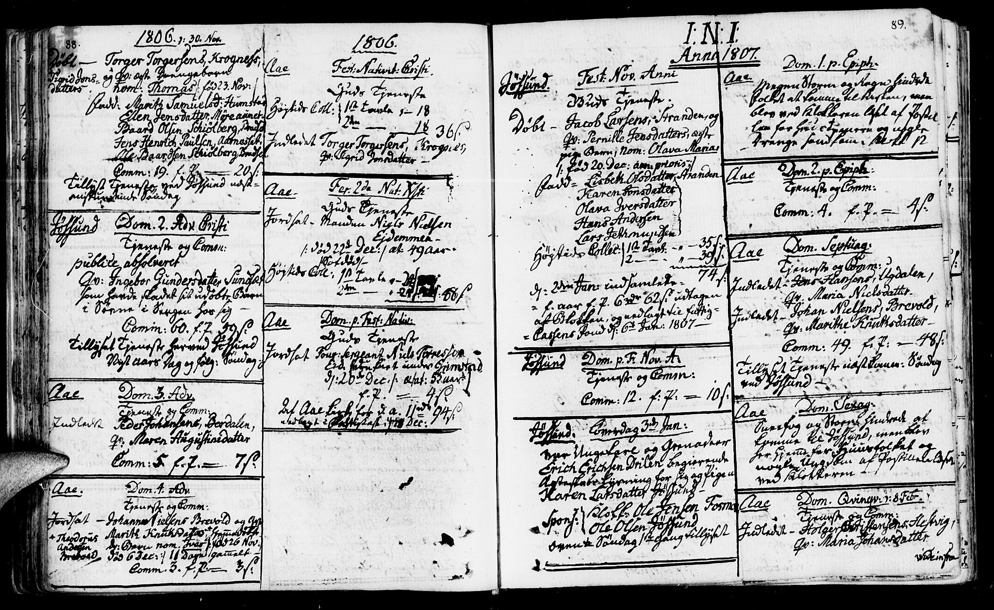 Ministerialprotokoller, klokkerbøker og fødselsregistre - Sør-Trøndelag, SAT/A-1456/655/L0674: Parish register (official) no. 655A03, 1802-1826, p. 88-89