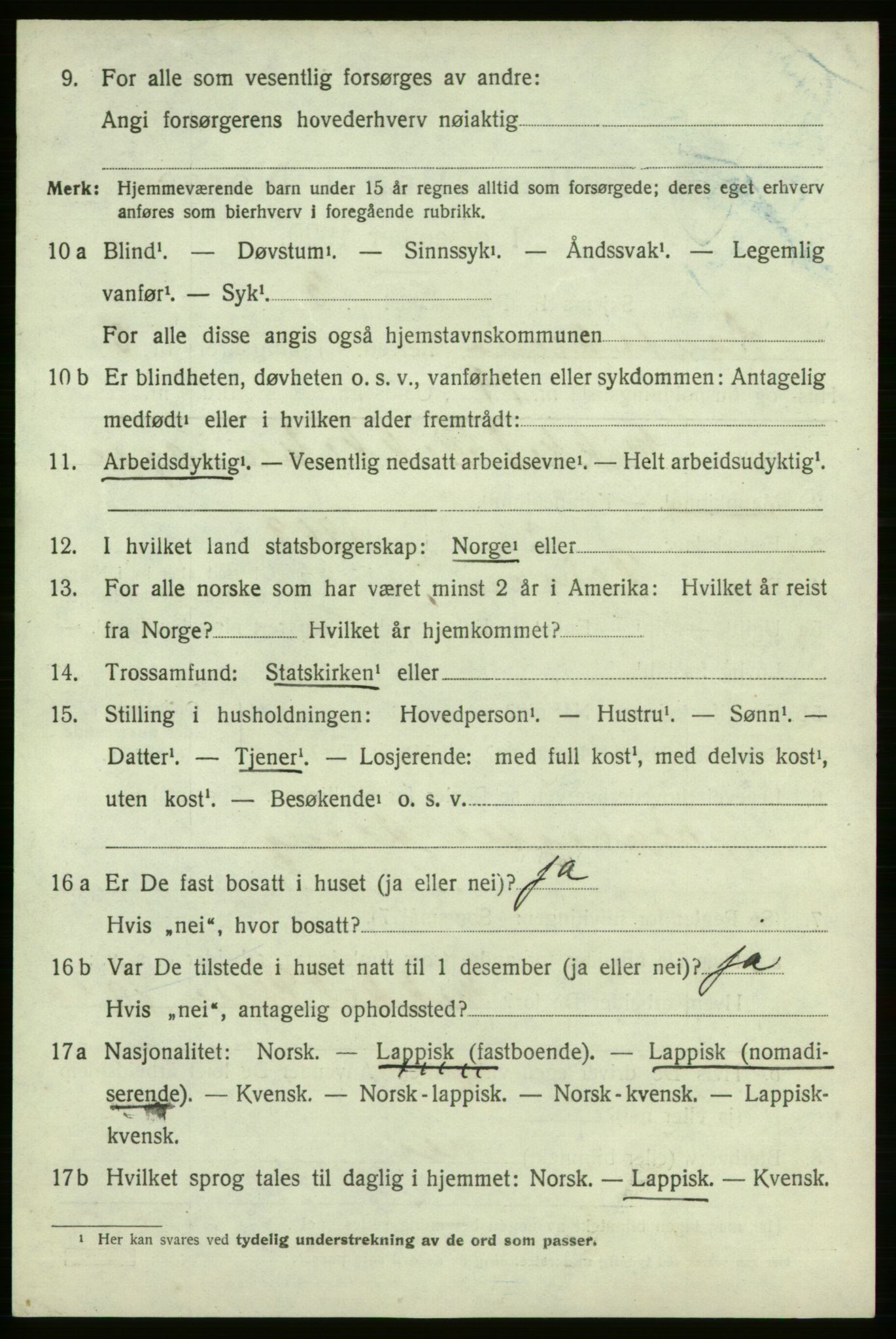 SATØ, 1920 census for Kautokeino, 1920, p. 2170