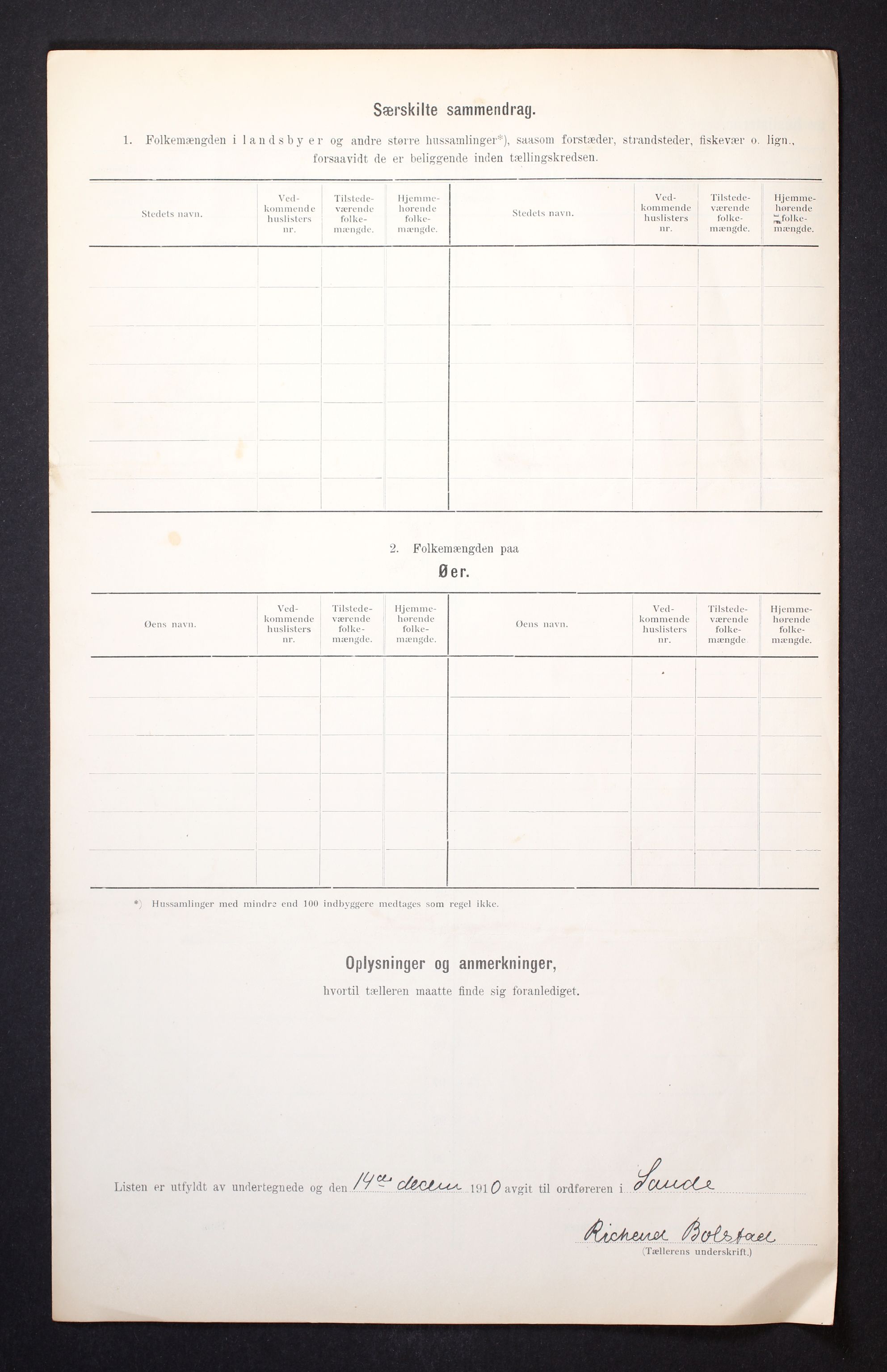 RA, 1910 census for Sande, 1910, p. 24