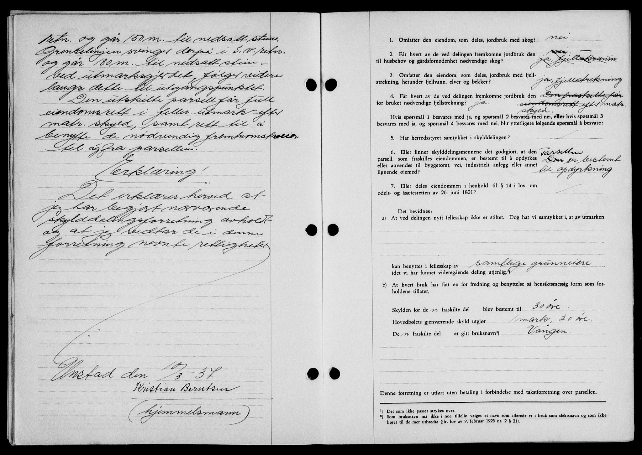 Lofoten sorenskriveri, SAT/A-0017/1/2/2C/L0002a: Mortgage book no. 2a, 1937-1937, Diary no: : 925/1937