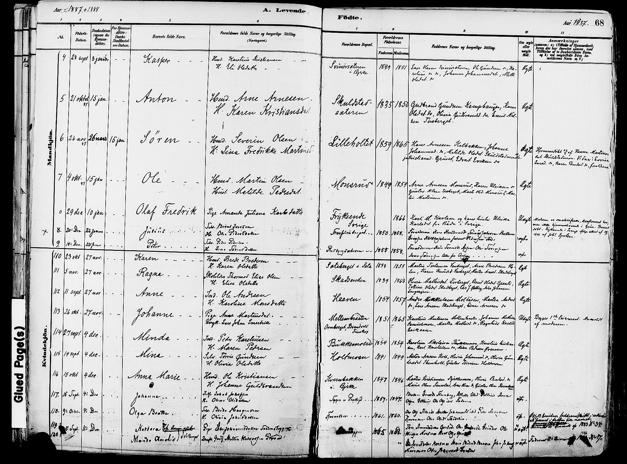 Grue prestekontor, SAH/PREST-036/H/Ha/Haa/L0012: Parish register (official) no. 12, 1881-1897, p. 68