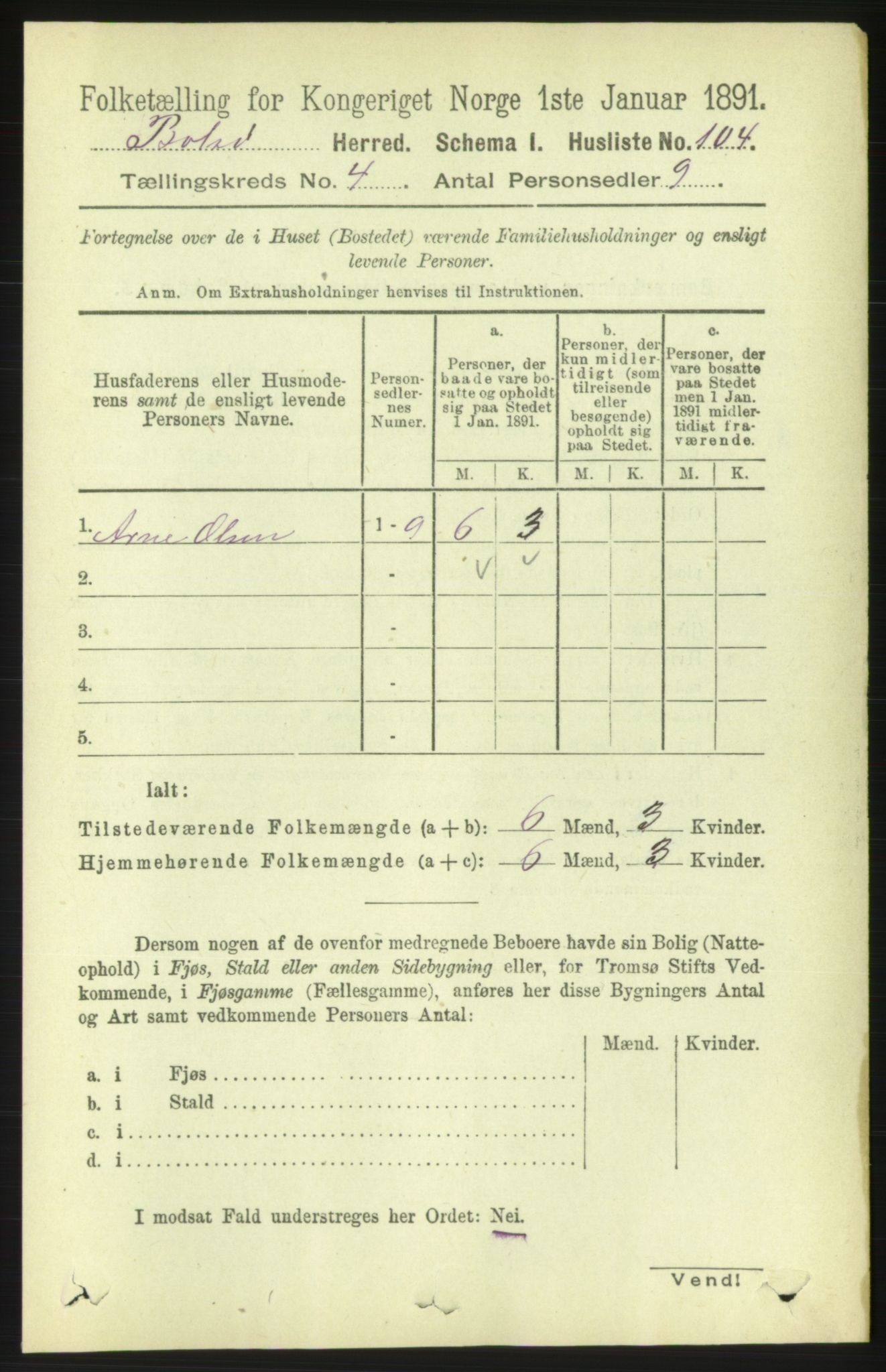 RA, 1891 census for 1544 Bolsøy, 1891, p. 2401