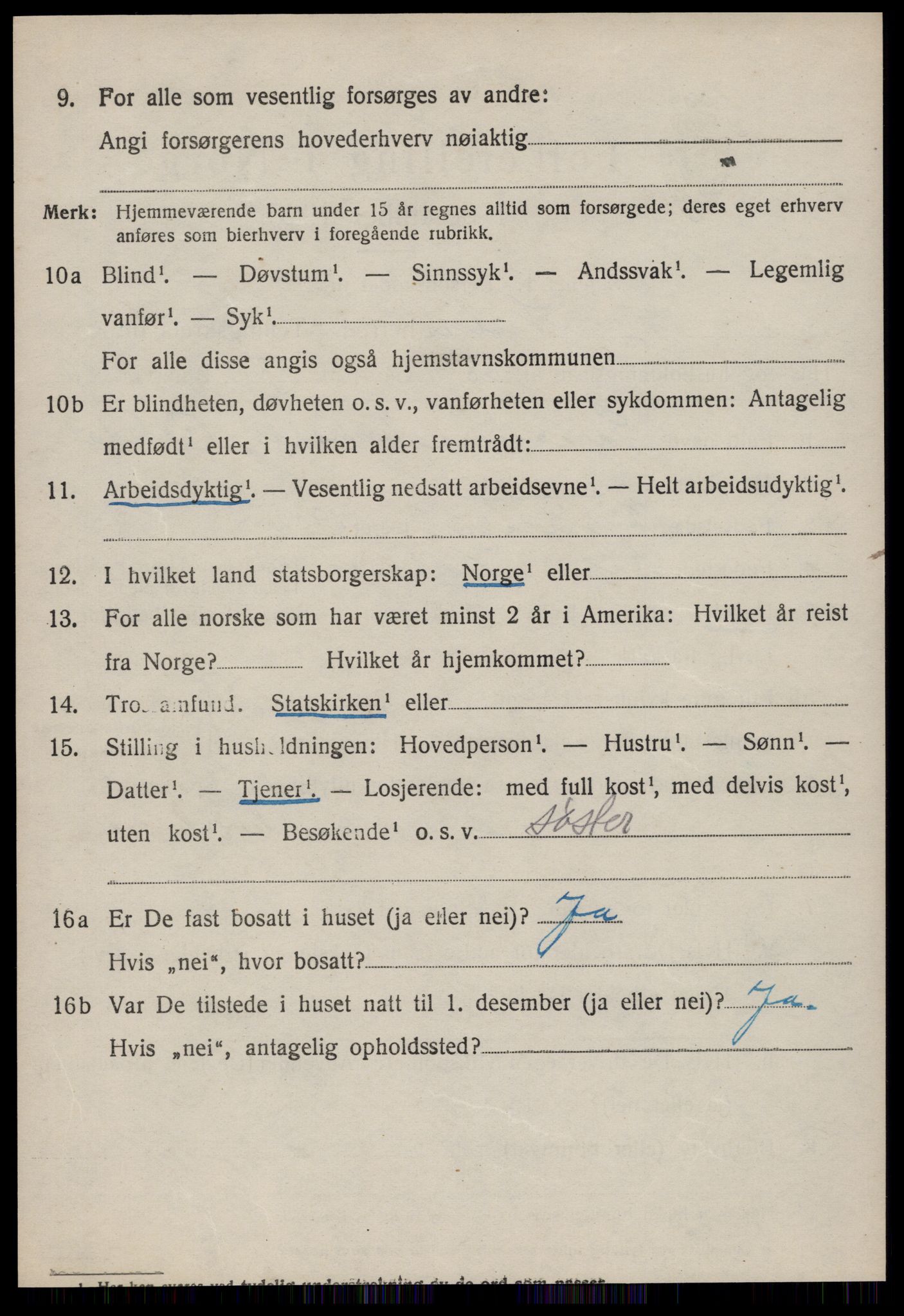 SAT, 1920 census for Vestnes, 1920, p. 3738