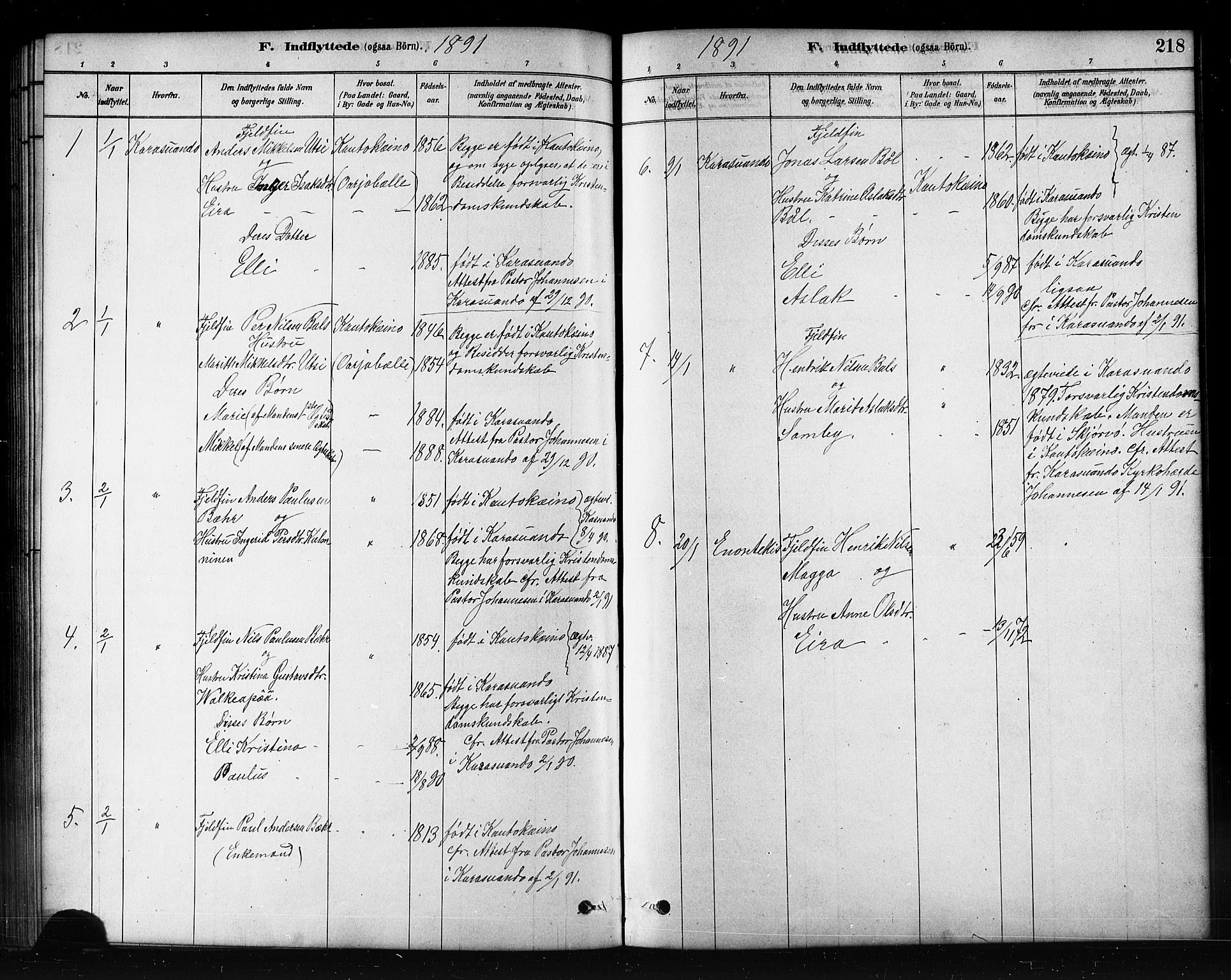 Kautokeino sokneprestembete, SATØ/S-1340/H/Hb/L0002.klokk: Parish register (copy) no. 2, 1877-1896, p. 218