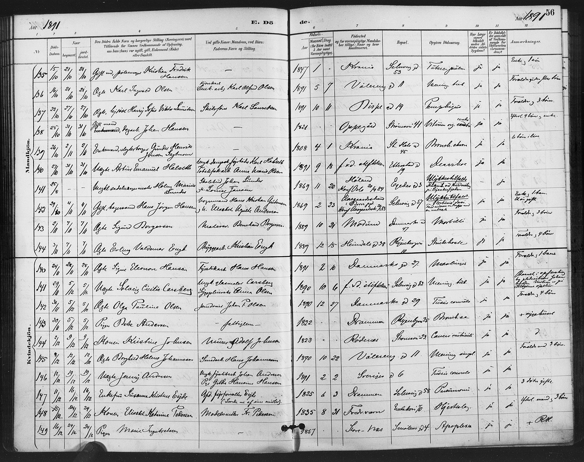 Gamlebyen prestekontor Kirkebøker, SAO/A-10884/F/Fa/L0009: Parish register (official) no. 9, 1888-1909, p. 56