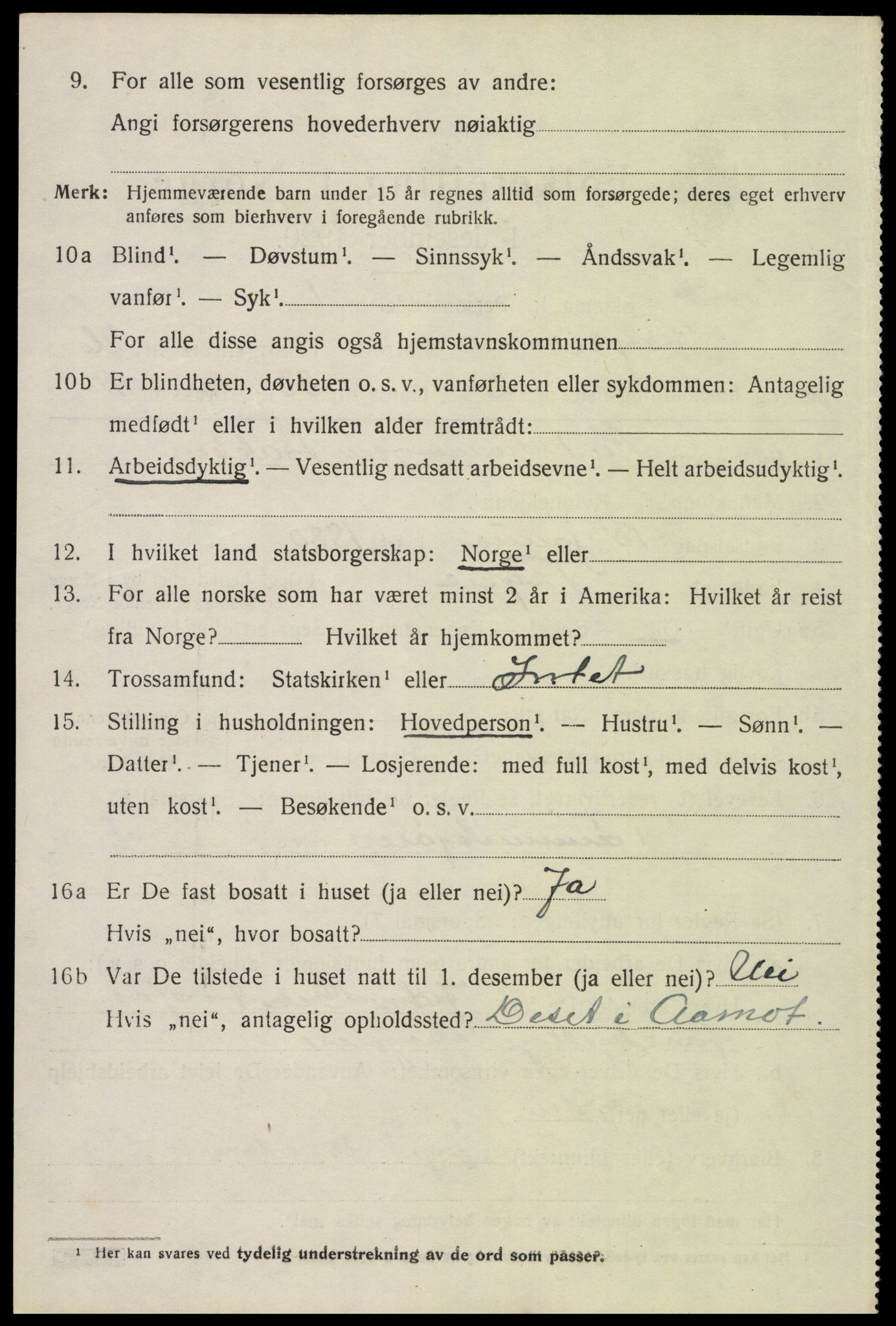 SAH, 1920 census for Trysil, 1920, p. 16118