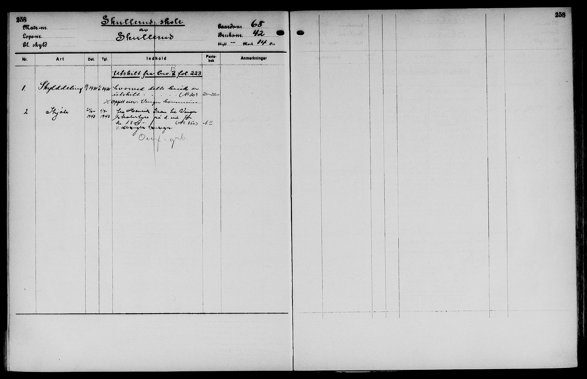 Vinger og Odal sorenskriveri, SAH/TING-022/H/Ha/Hac/Hacc/L0011: Mortgage register no. 3.11, 1923, p. 258