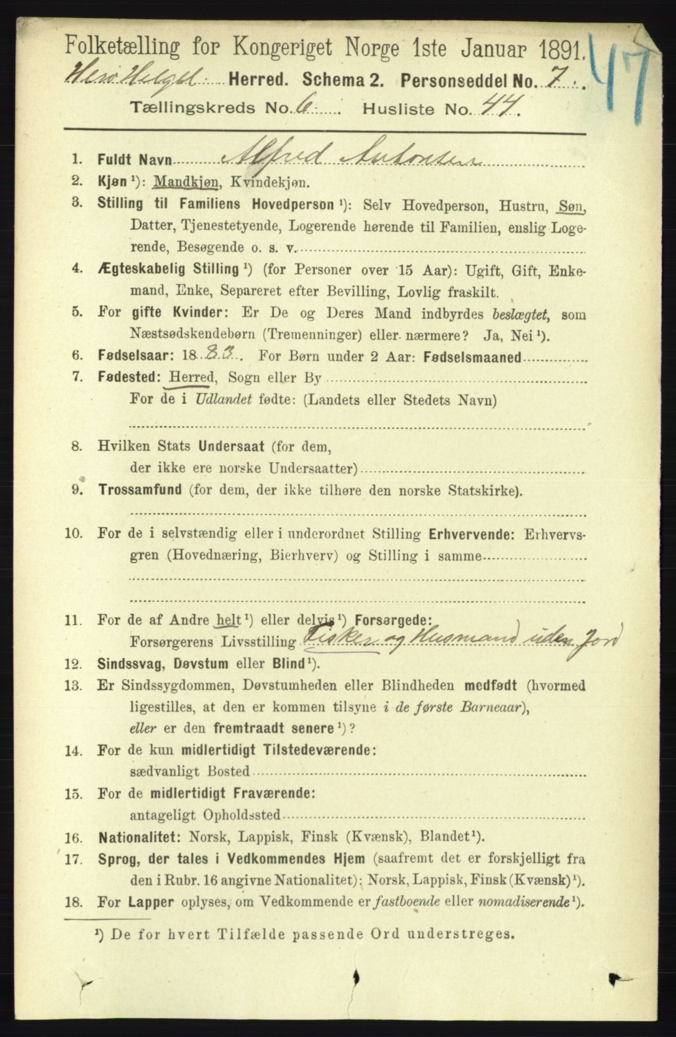 RA, 1891 census for 1818 Herøy, 1891, p. 2203