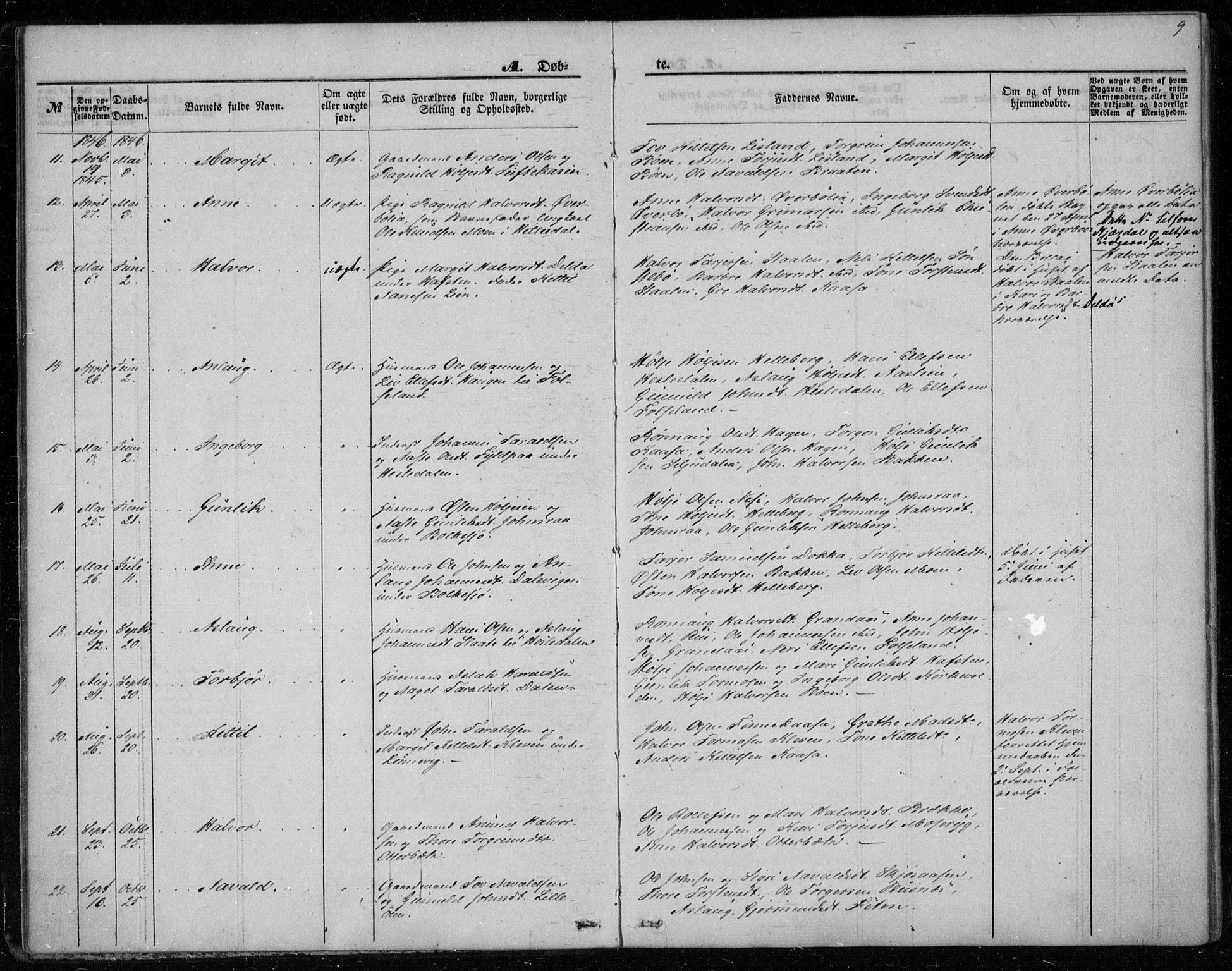 Gransherad kirkebøker, SAKO/A-267/F/Fa/L0002: Parish register (official) no. I 2, 1844-1859, p. 9