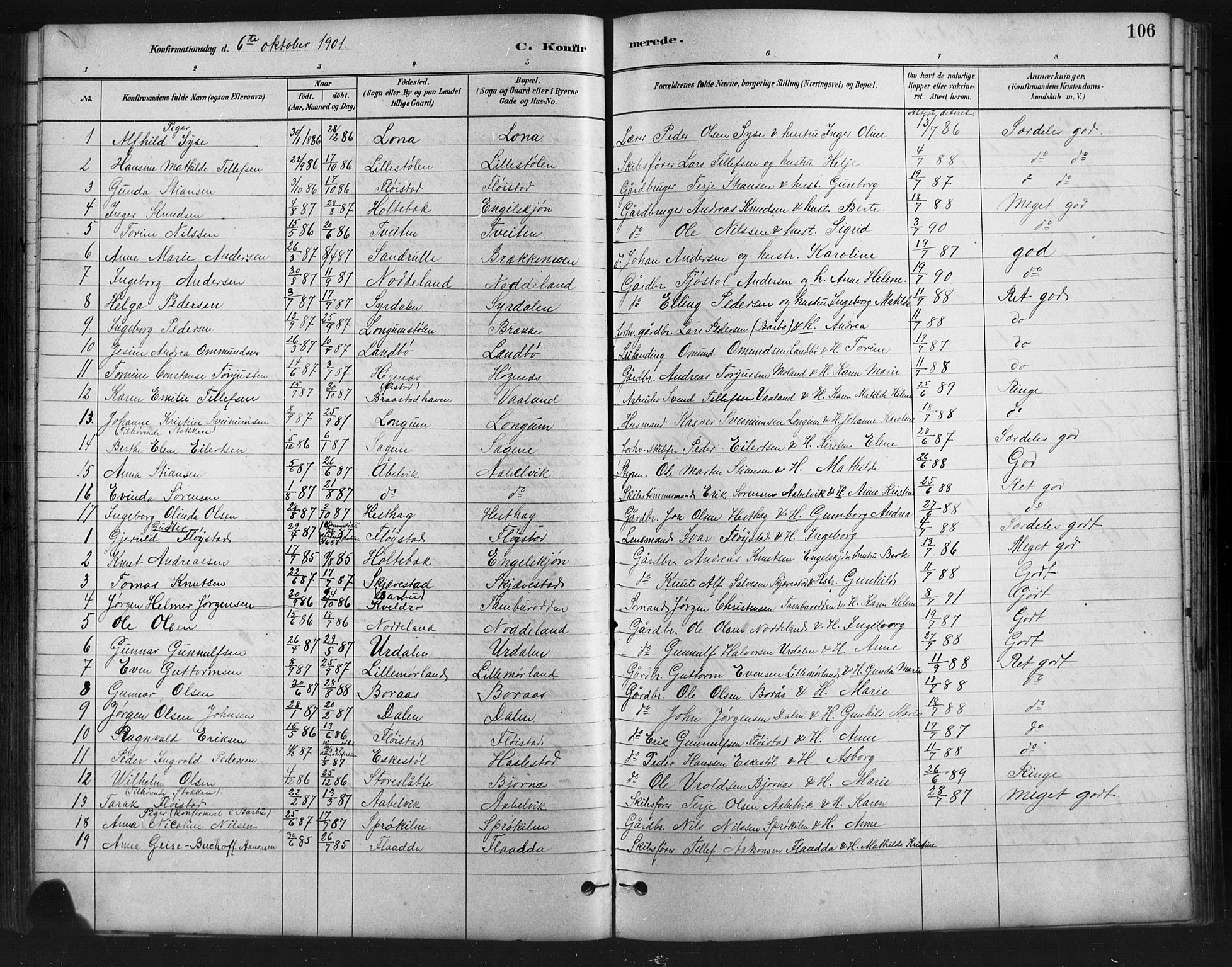 Austre Moland sokneprestkontor, SAK/1111-0001/F/Fb/Fba/L0003: Parish register (copy) no. B 3, 1879-1914, p. 106