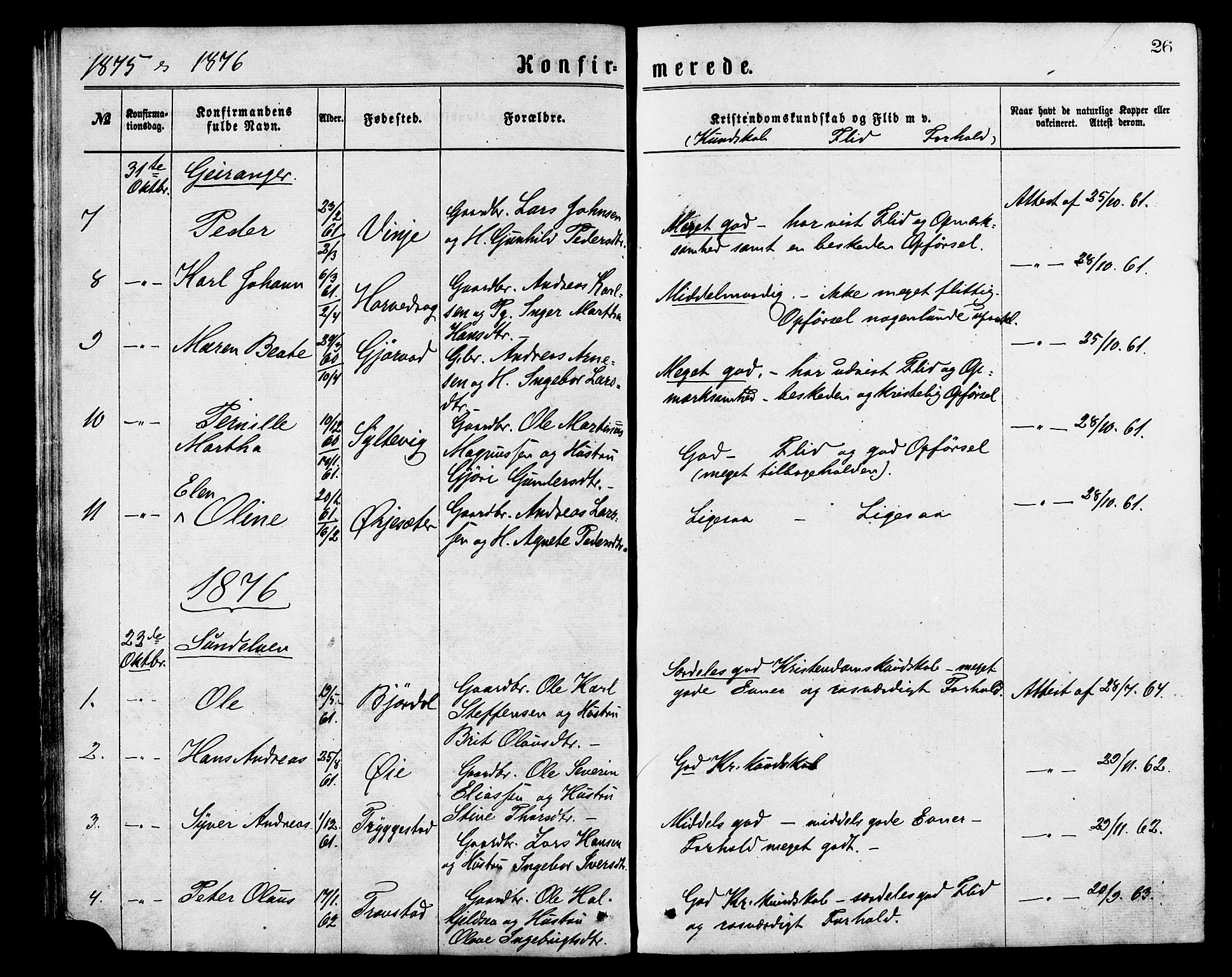 Ministerialprotokoller, klokkerbøker og fødselsregistre - Møre og Romsdal, SAT/A-1454/517/L0227: Parish register (official) no. 517A07, 1870-1886, p. 26