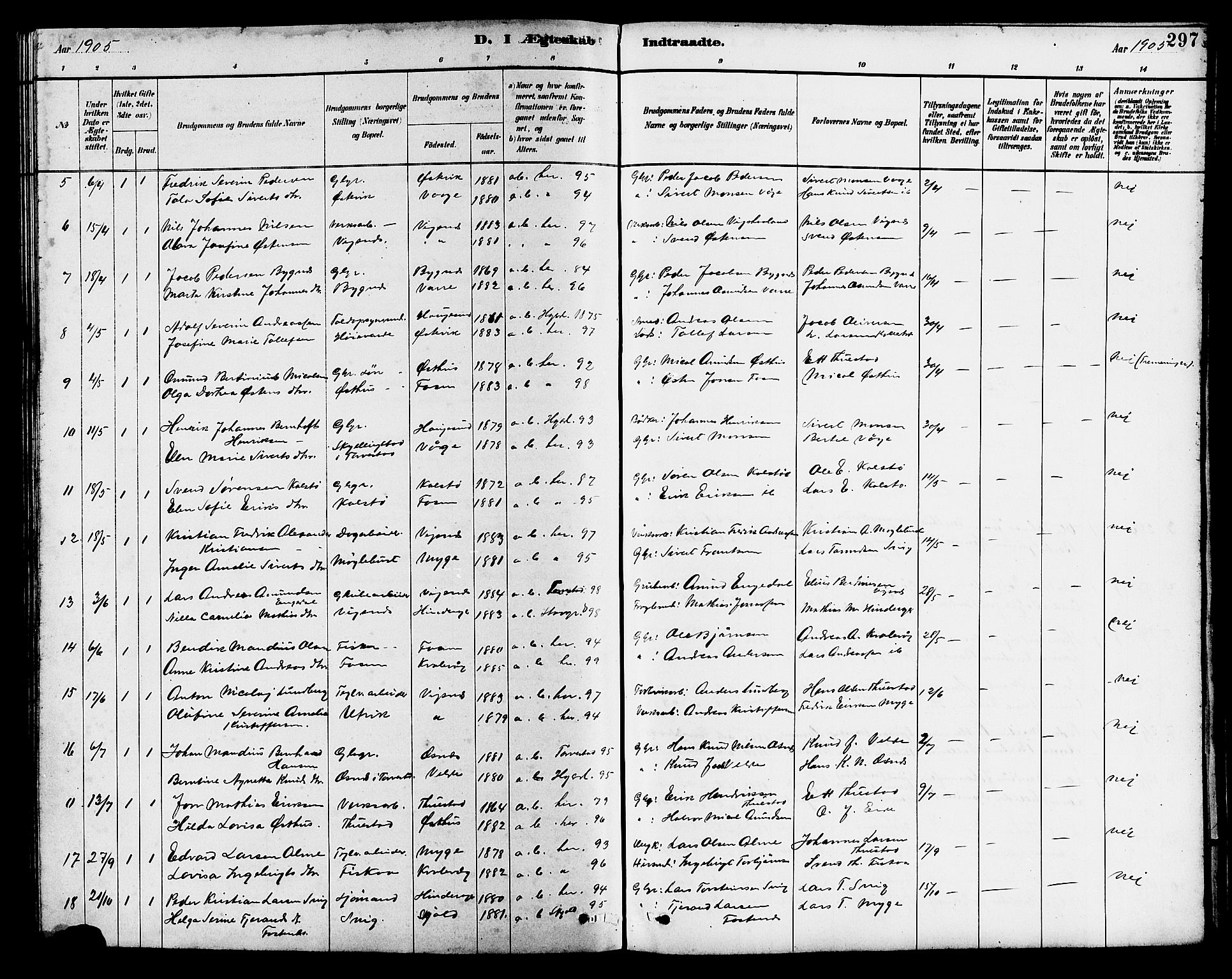 Avaldsnes sokneprestkontor, AV/SAST-A -101851/H/Ha/Hab/L0007: Parish register (copy) no. B 7, 1885-1909, p. 297