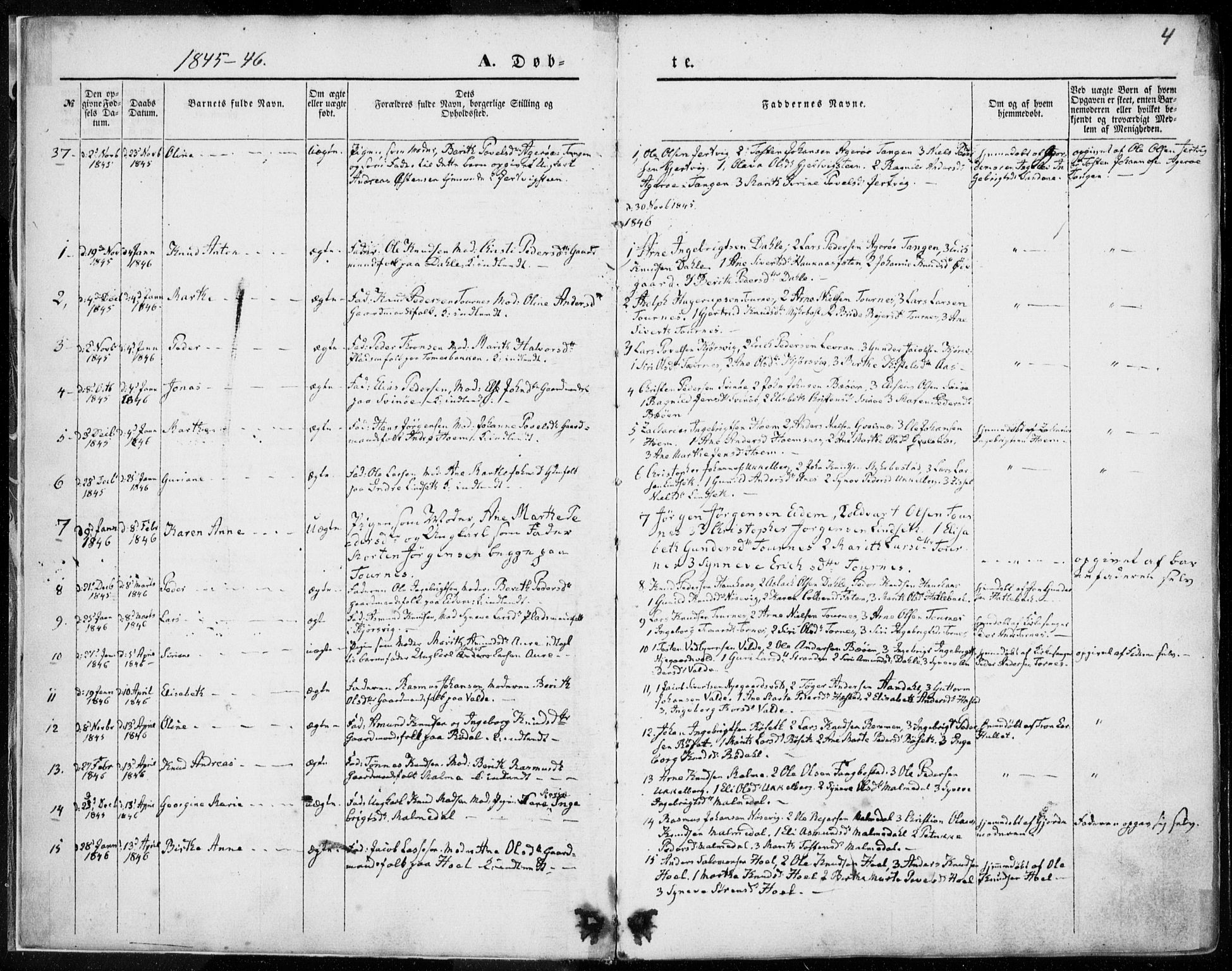 Ministerialprotokoller, klokkerbøker og fødselsregistre - Møre og Romsdal, SAT/A-1454/565/L0748: Parish register (official) no. 565A02, 1845-1872, p. 4