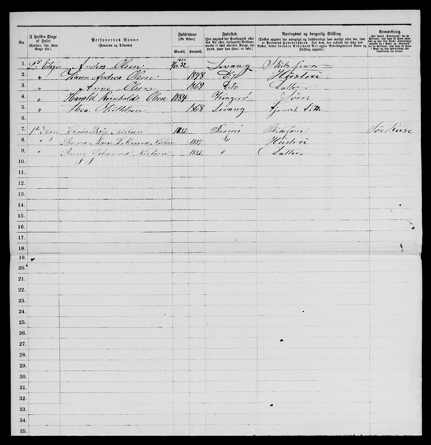 SAKO, 1885 census for 0801 Kragerø, 1885, p. 156