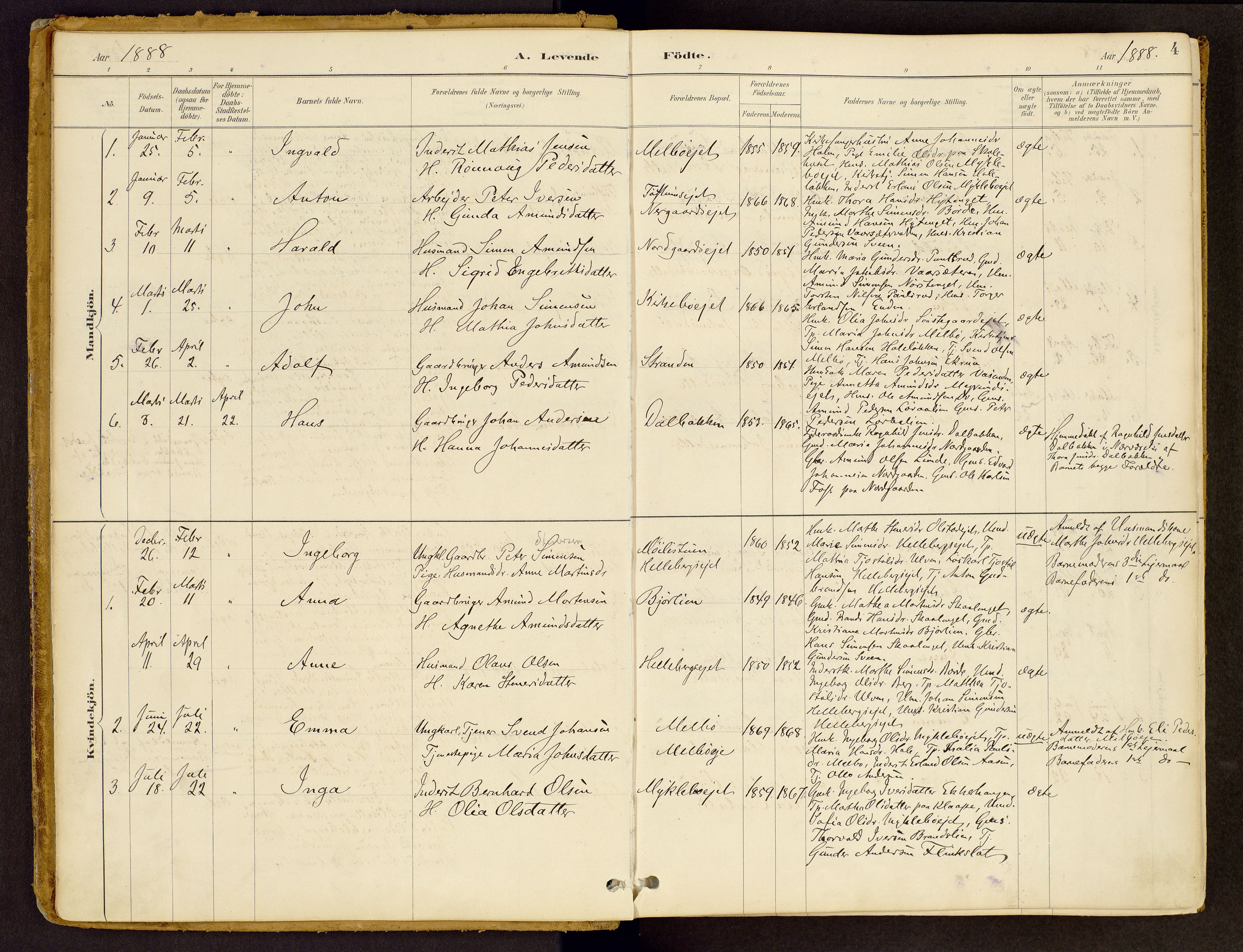 Vestre Gausdal prestekontor, SAH/PREST-094/H/Ha/Haa/L0002: Parish register (official) no. 2, 1887-1918, p. 4