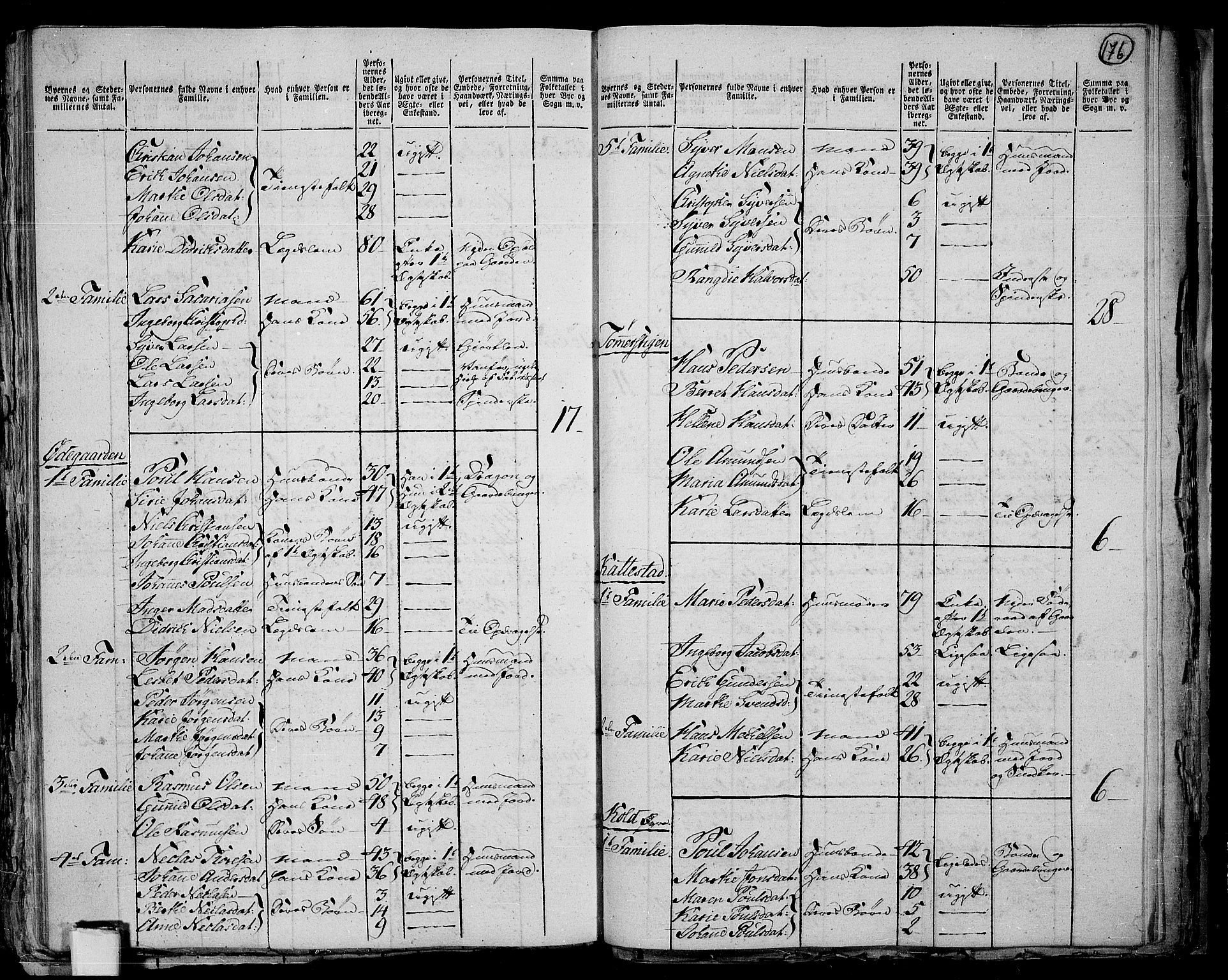 RA, 1801 census for 0527P Vardal, 1801, p. 175b-176a