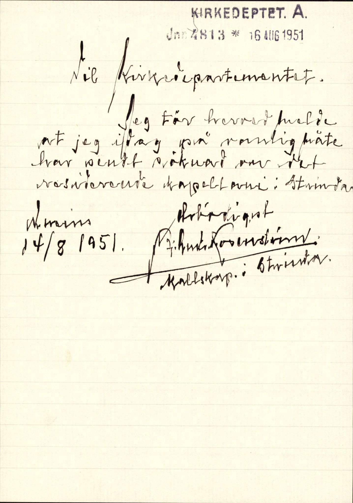 Kirke- og undervisningsdepartementet, Kontoret  for kirke og geistlighet A, RA/S-1007/Dcb/L0147: Embetssøknader. Rosenstrøm - Rummelhof, 1850-1953, p. 33