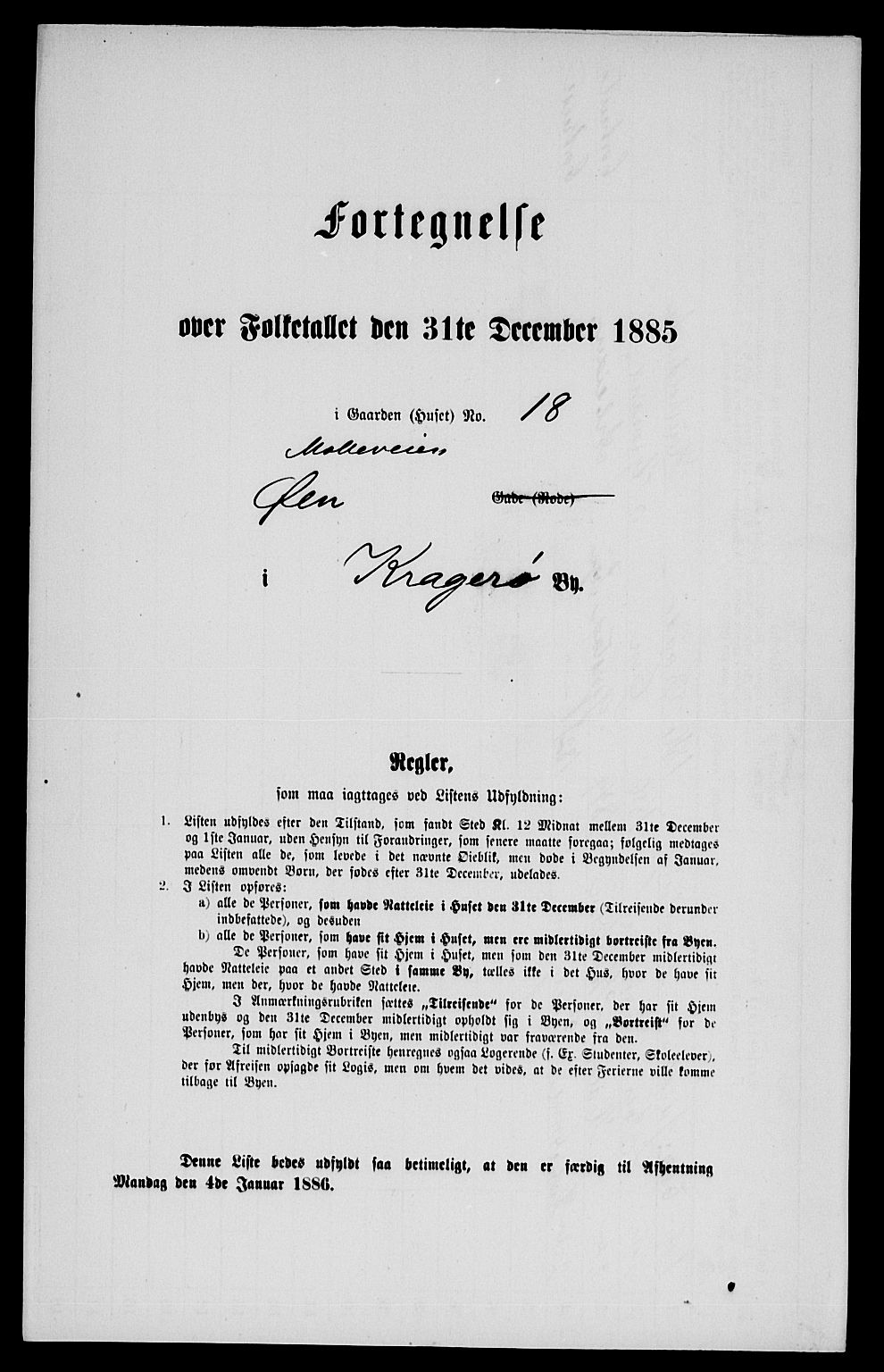 SAKO, 1885 census for 0801 Kragerø, 1885, p. 495