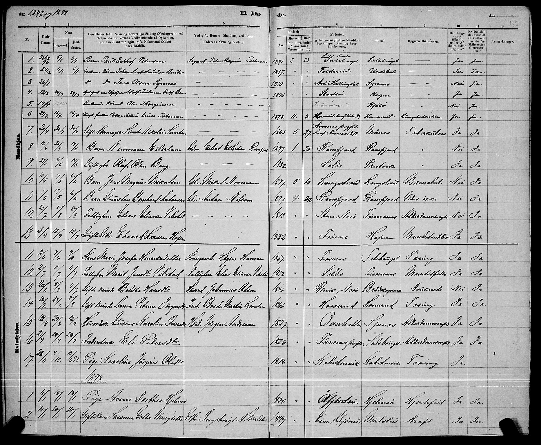 Ministerialprotokoller, klokkerbøker og fødselsregistre - Nord-Trøndelag, AV/SAT-A-1458/780/L0651: Parish register (copy) no. 780C03, 1884-1898, p. 138