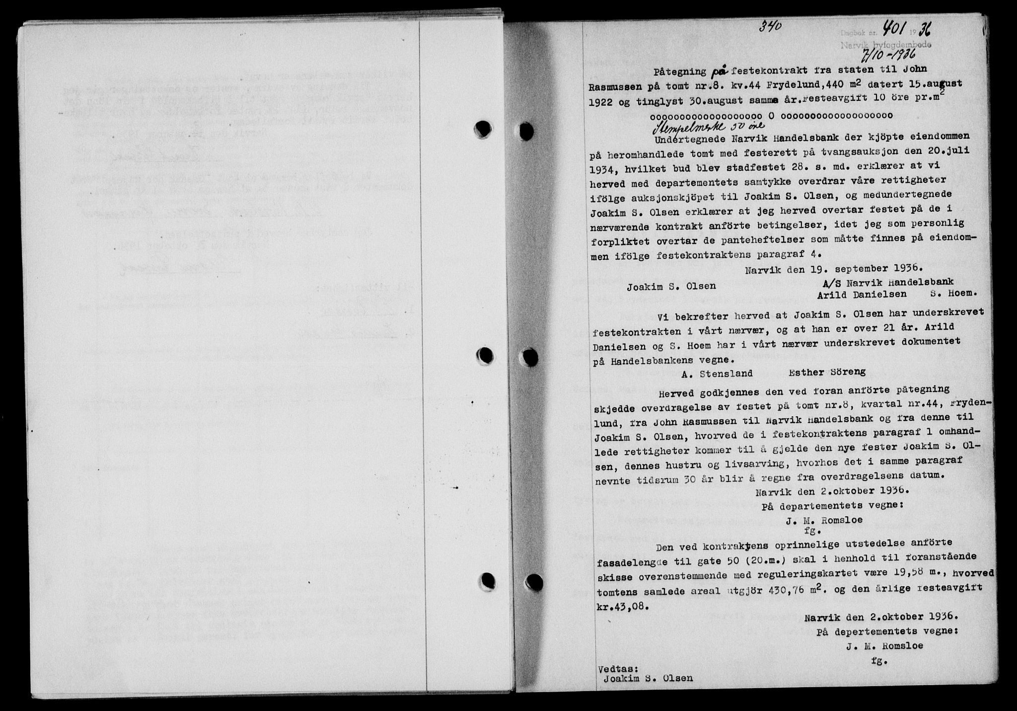 Narvik sorenskriveri, SAT/A-0002/1/2/2C/2Ca/L0011: Mortgage book no. 14, 1935-1937, Deed date: 07.10.1936