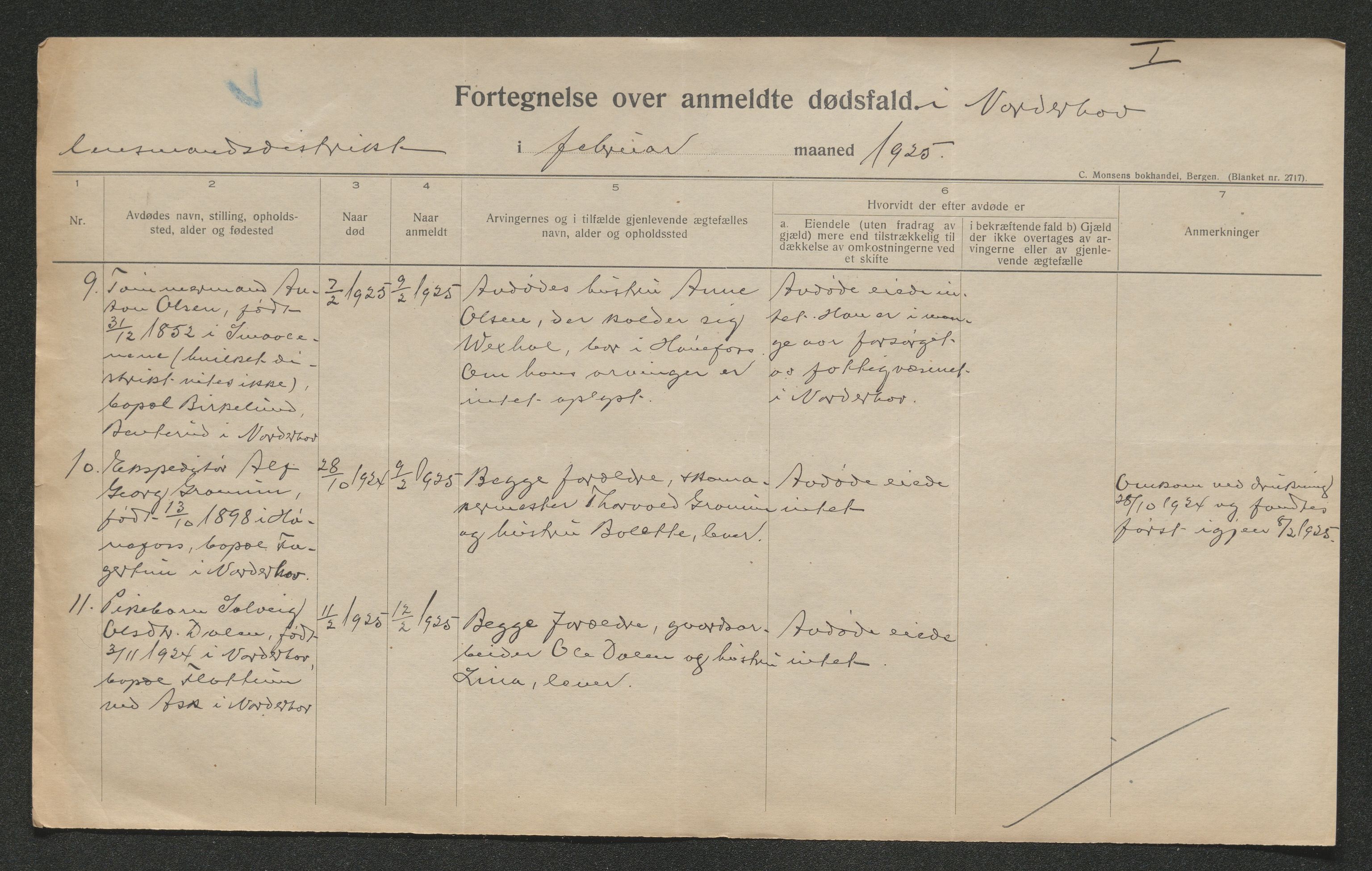 Ringerike sorenskriveri, AV/SAKO-A-105/H/Ha/Hab/L0013: Dødsfallslister Norderhov, 1924-1930