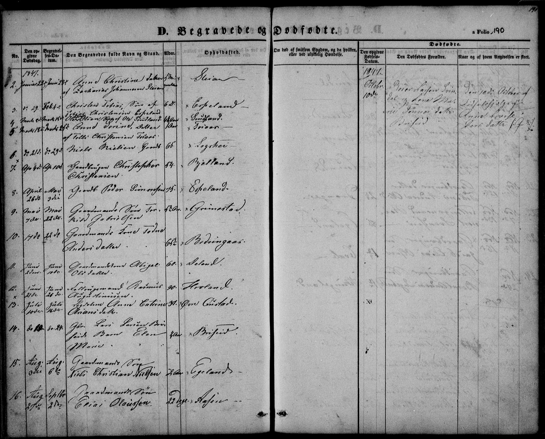 Herad sokneprestkontor, AV/SAK-1111-0018/F/Fa/Faa/L0004: Parish register (official) no. A 4, 1844-1853, p. 190