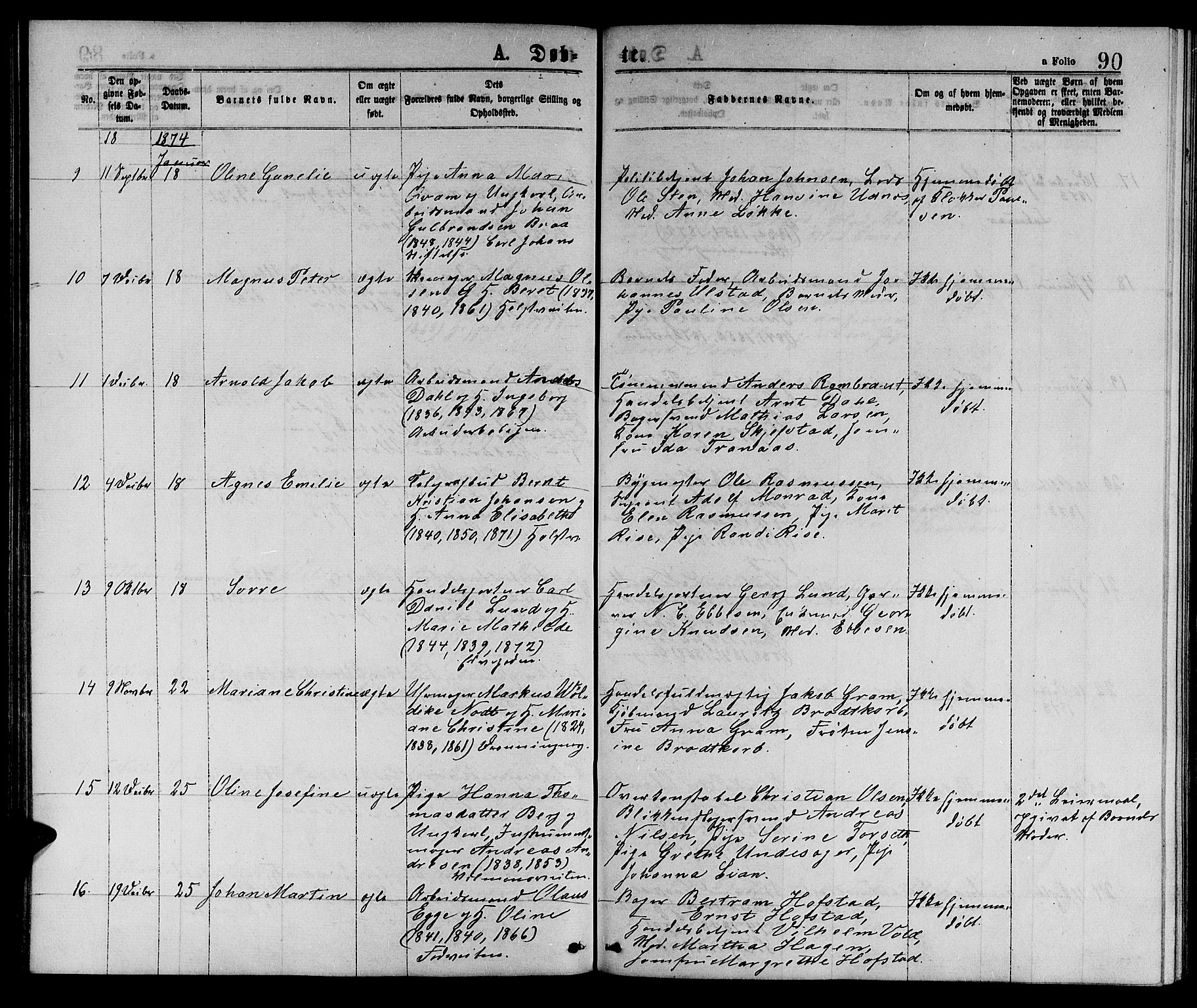 Ministerialprotokoller, klokkerbøker og fødselsregistre - Sør-Trøndelag, SAT/A-1456/601/L0088: Parish register (copy) no. 601C06, 1870-1878, p. 90
