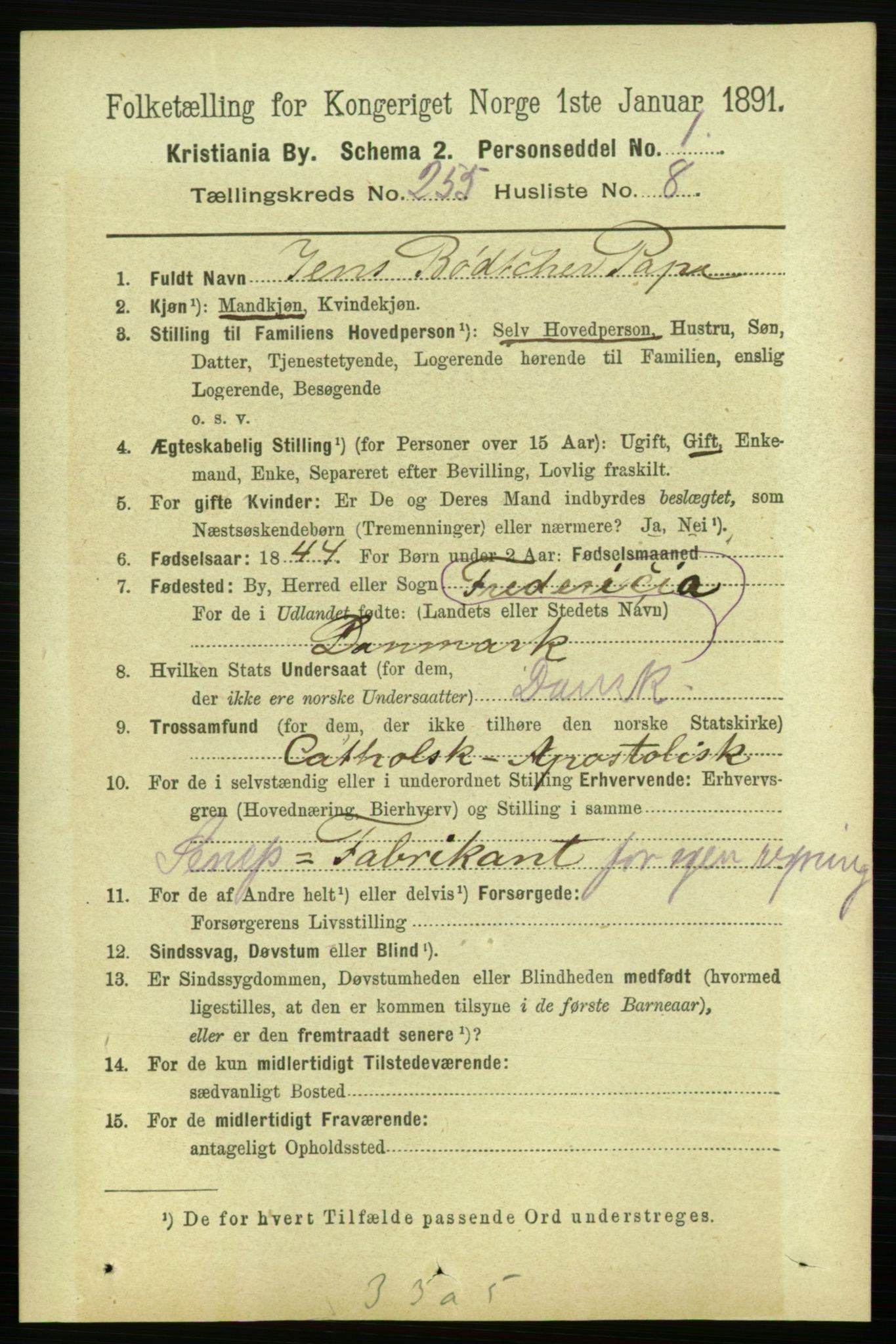 RA, 1891 census for 0301 Kristiania, 1891, p. 155134