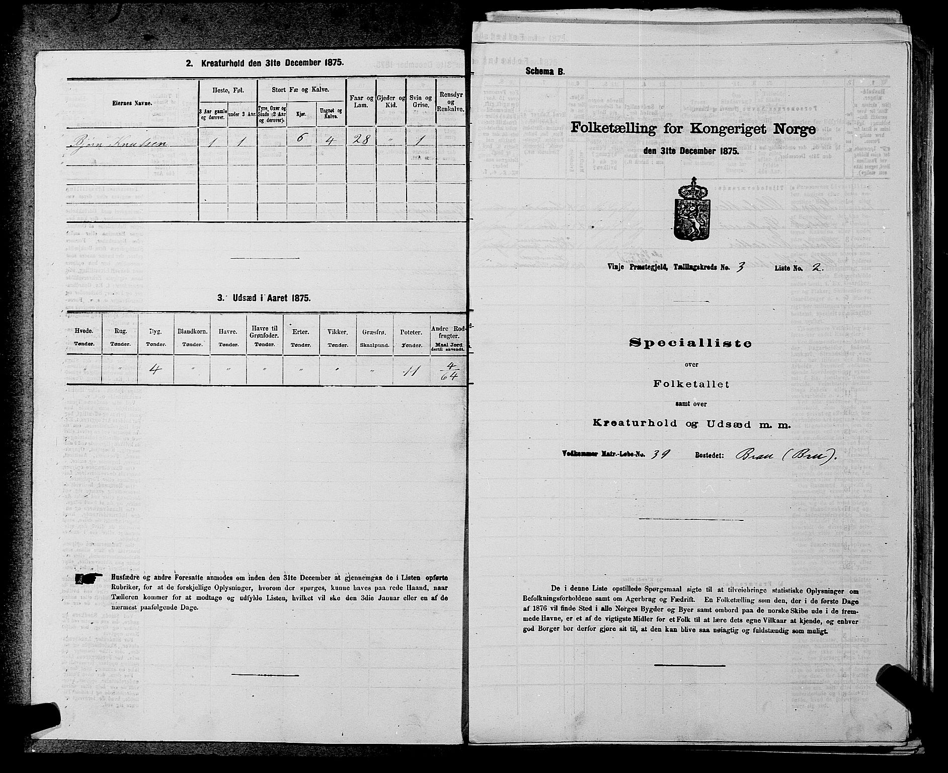 SAKO, 1875 census for 0834P Vinje, 1875, p. 229