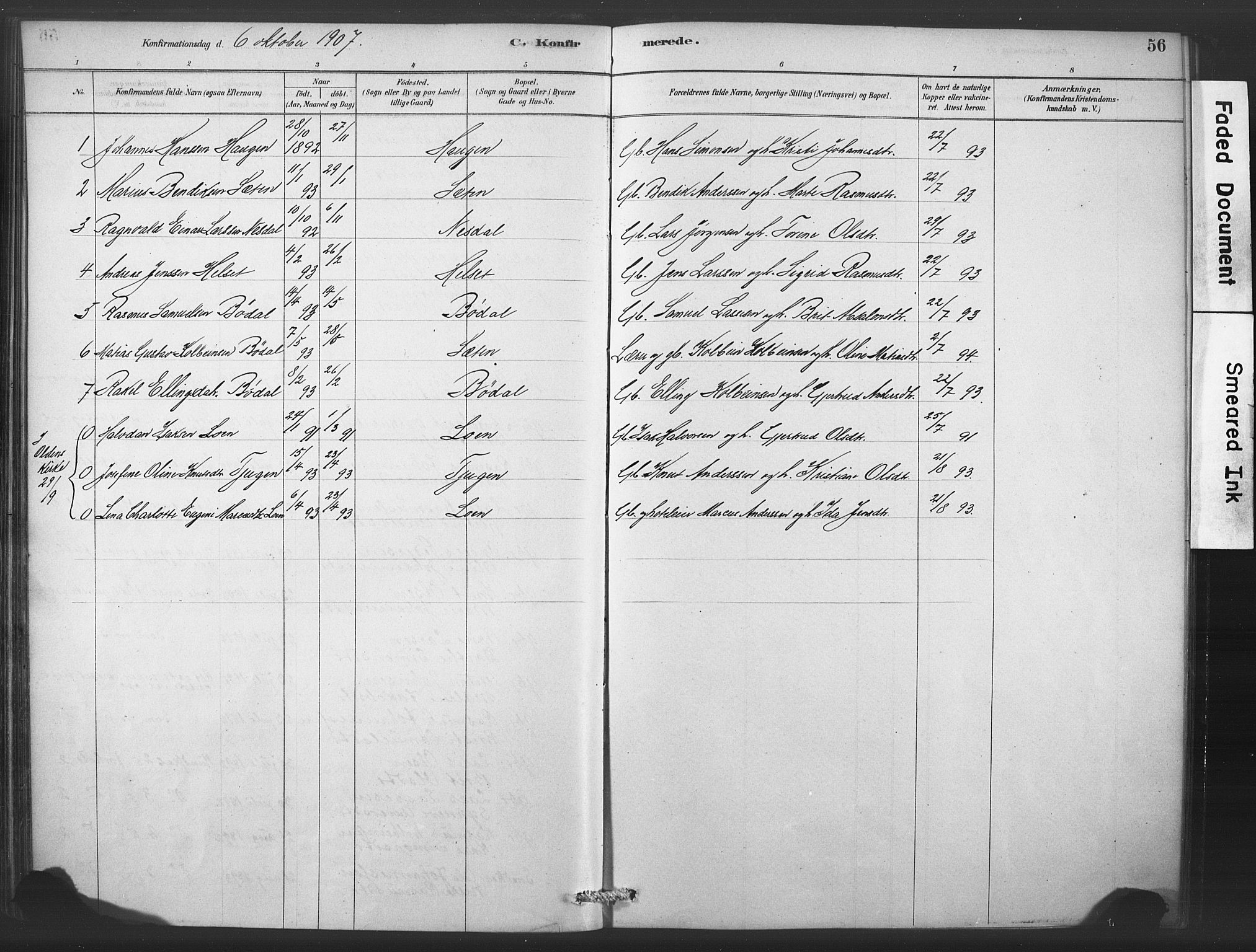 Stryn Sokneprestembete, SAB/A-82501: Parish register (official) no. C 1, 1878-1907, p. 56