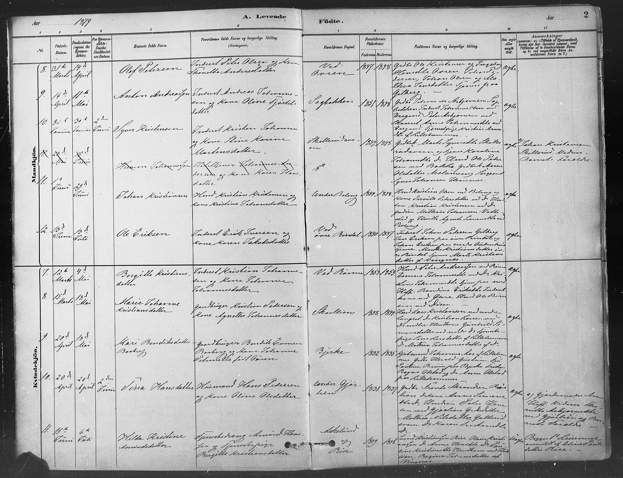 Fåberg prestekontor, SAH/PREST-086/H/Ha/Haa/L0009: Parish register (official) no. 9, 1879-1898, p. 2