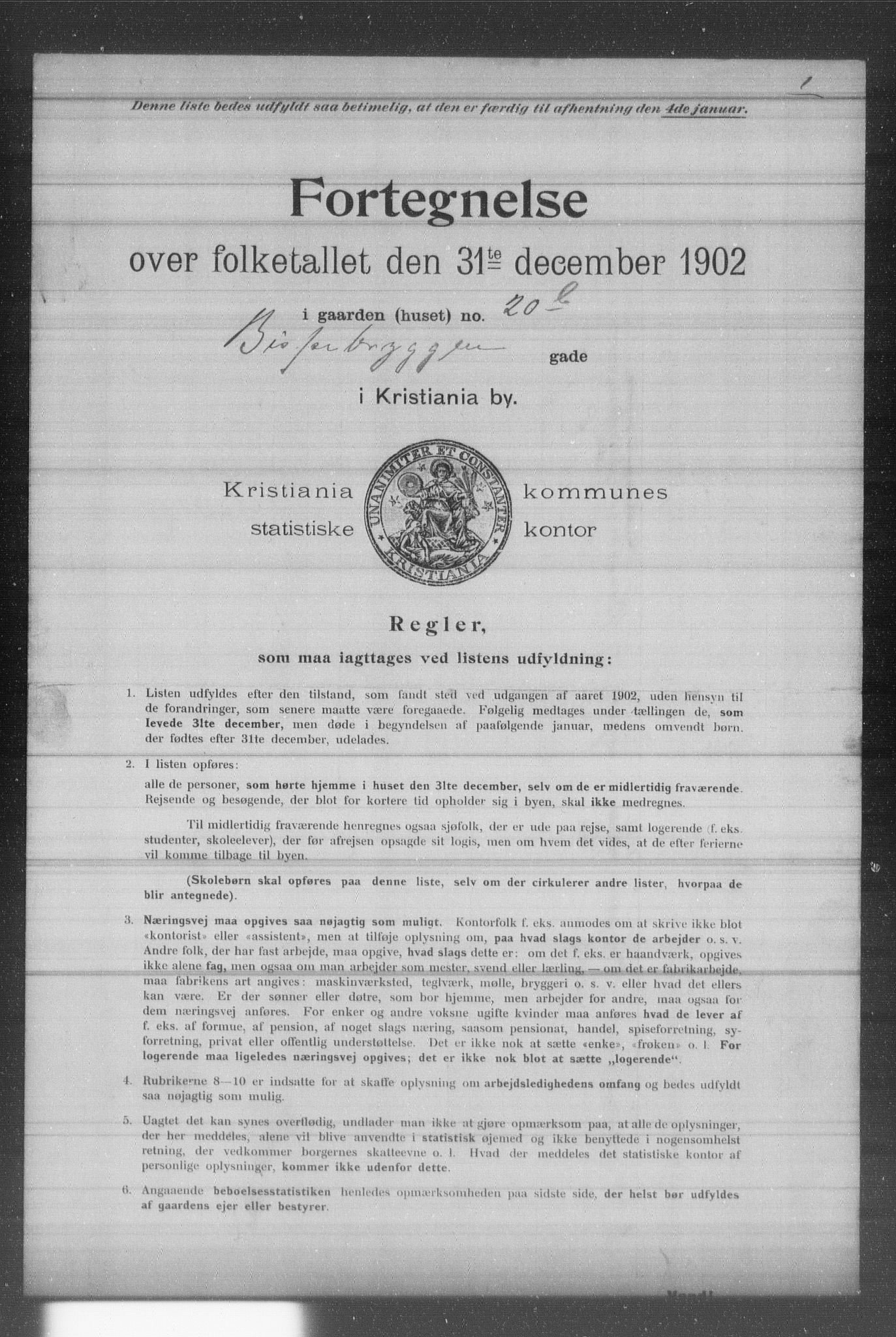 OBA, Municipal Census 1902 for Kristiania, 1902, p. 1004