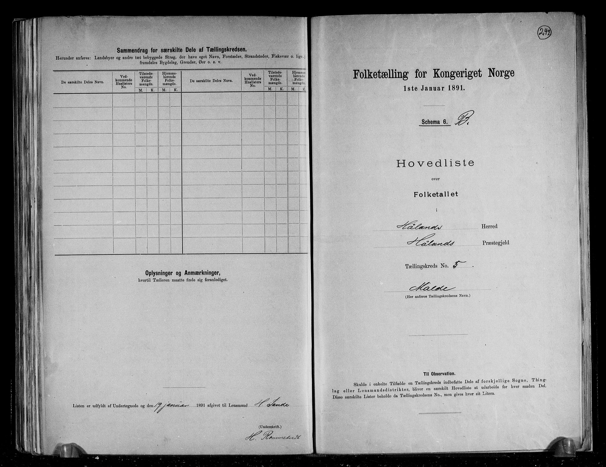 RA, 1891 census for 1124 Haaland, 1891, p. 20