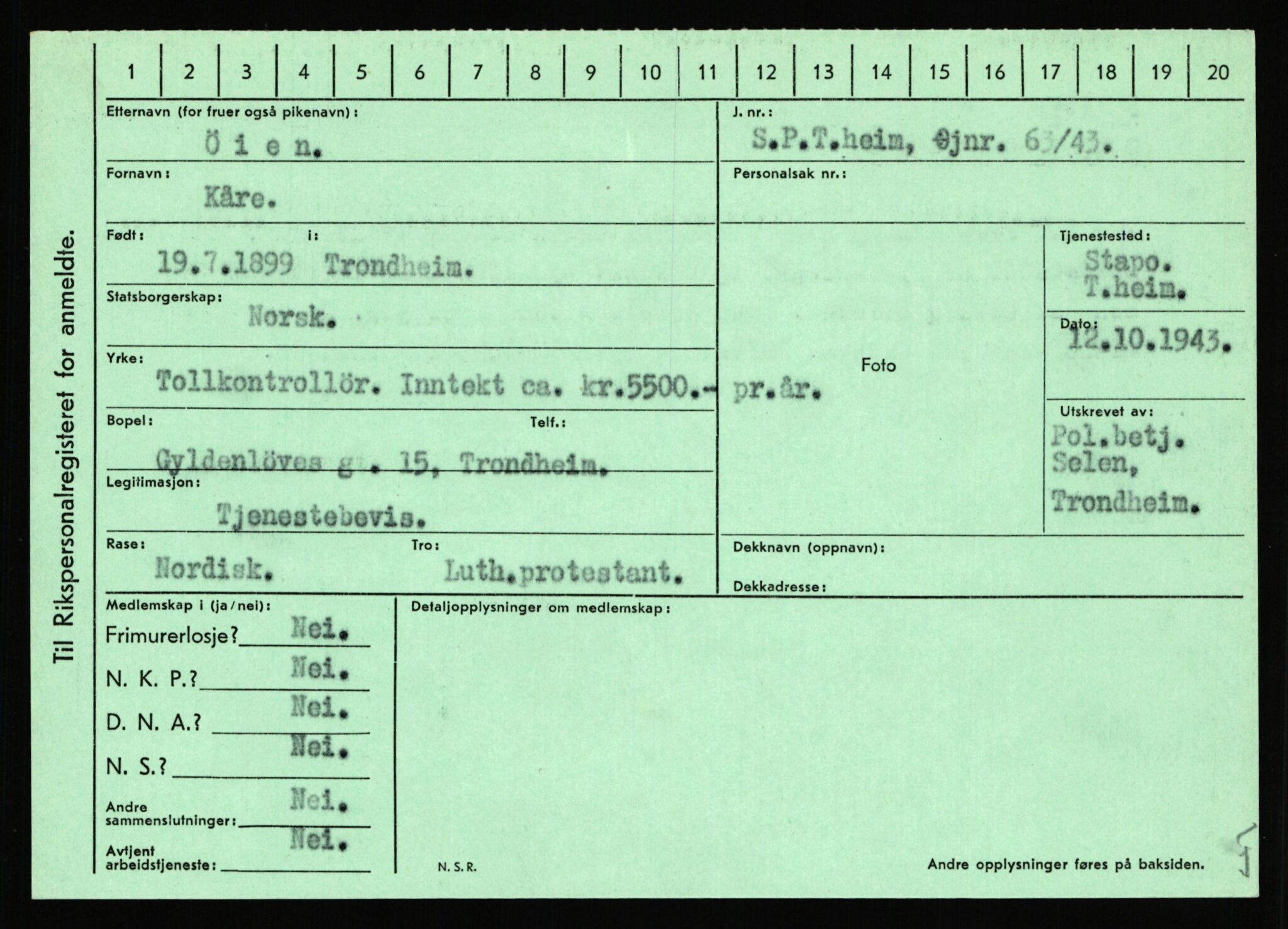 Statspolitiet - Hovedkontoret / Osloavdelingen, AV/RA-S-1329/C/Ca/L0016: Uberg - Øystese, 1943-1945, p. 3548