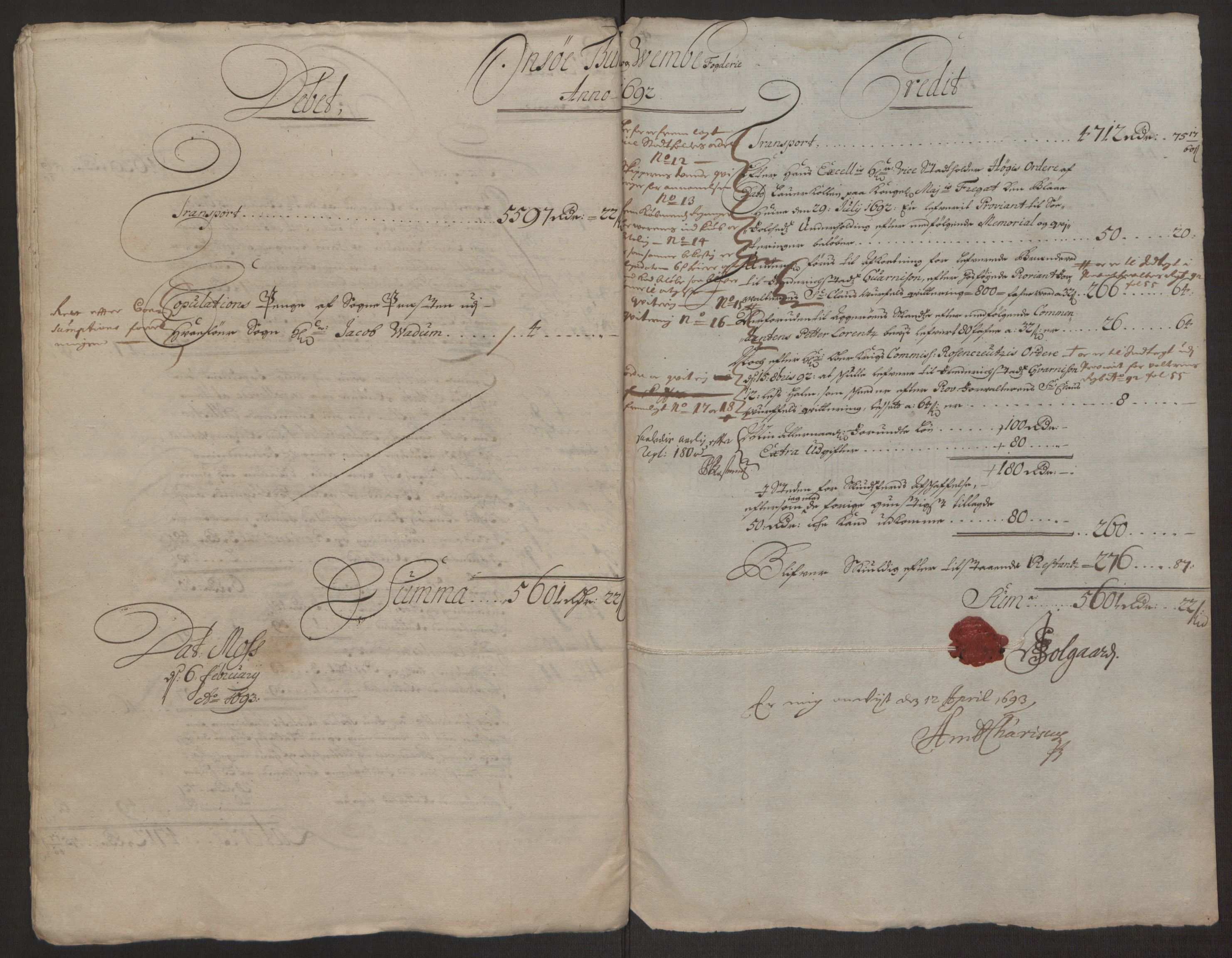 Rentekammeret inntil 1814, Reviderte regnskaper, Fogderegnskap, RA/EA-4092/R03/L0120: Fogderegnskap Onsøy, Tune, Veme og Åbygge fogderi, 1692-1693, p. 15