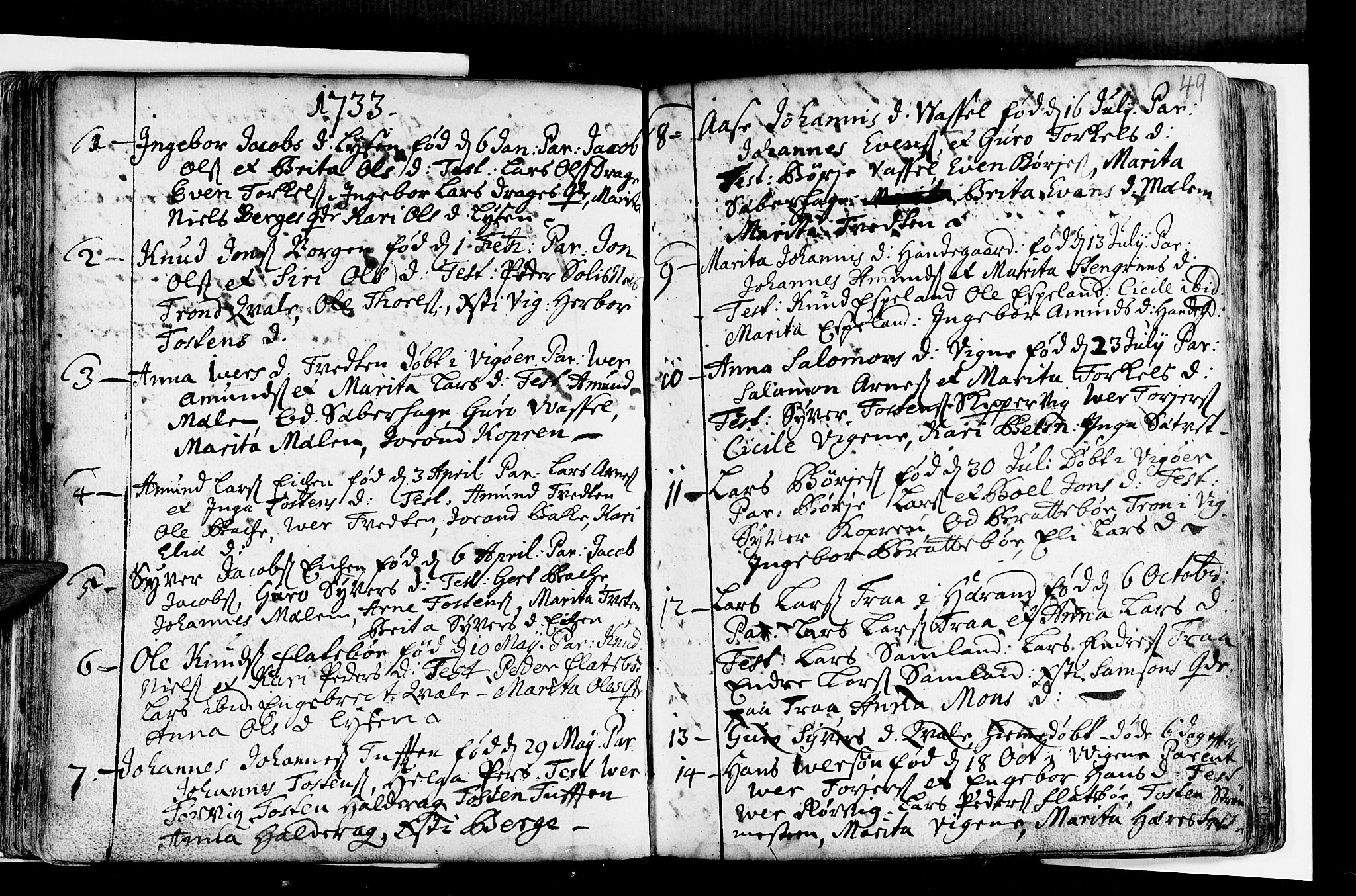 Strandebarm sokneprestembete, SAB/A-78401/H/Haa: Parish register (official) no. A 2 /2, 1727-1750, p. 49