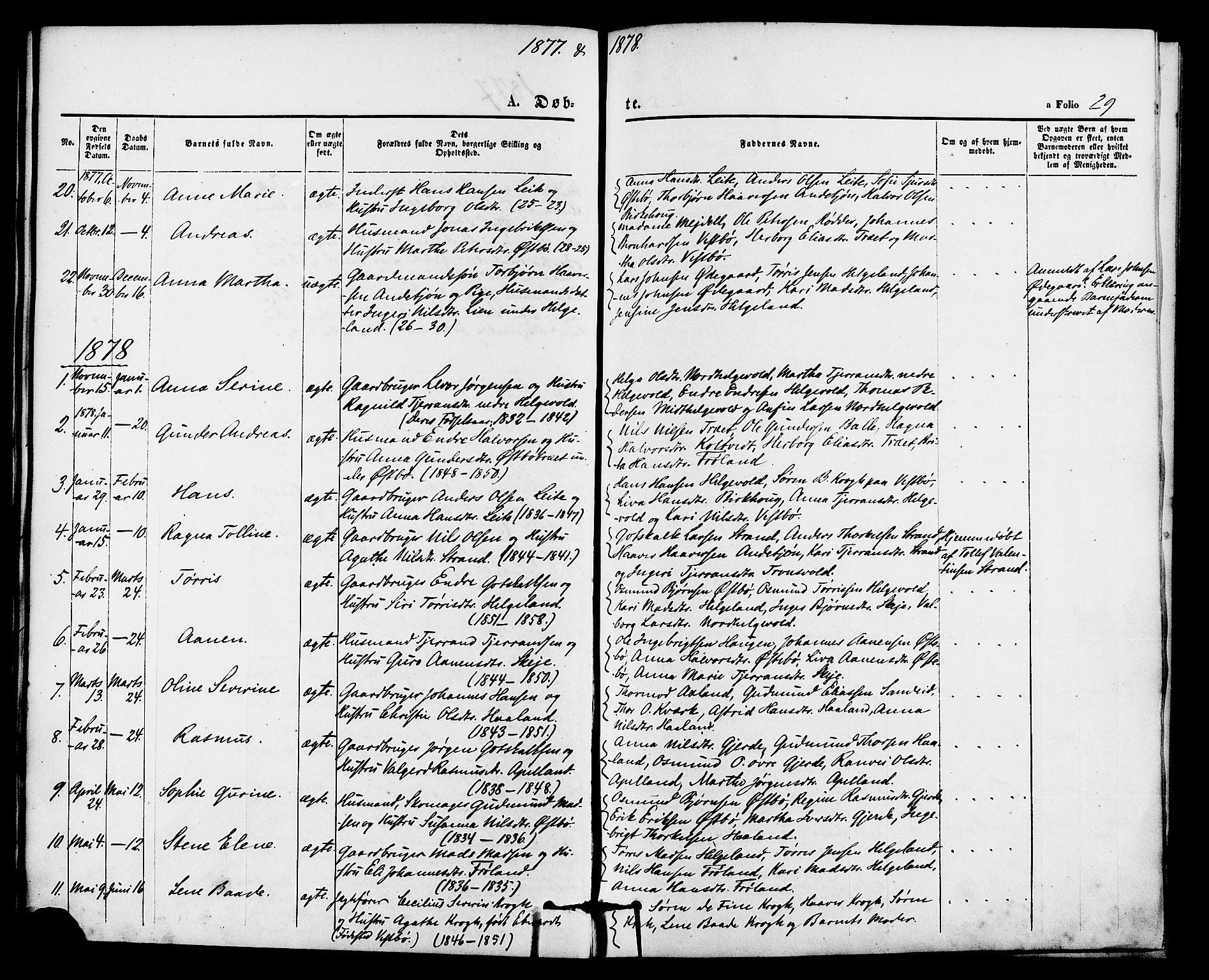 Vikedal sokneprestkontor, SAST/A-101840/01/IV: Parish register (official) no. A 8, 1868-1885, p. 29