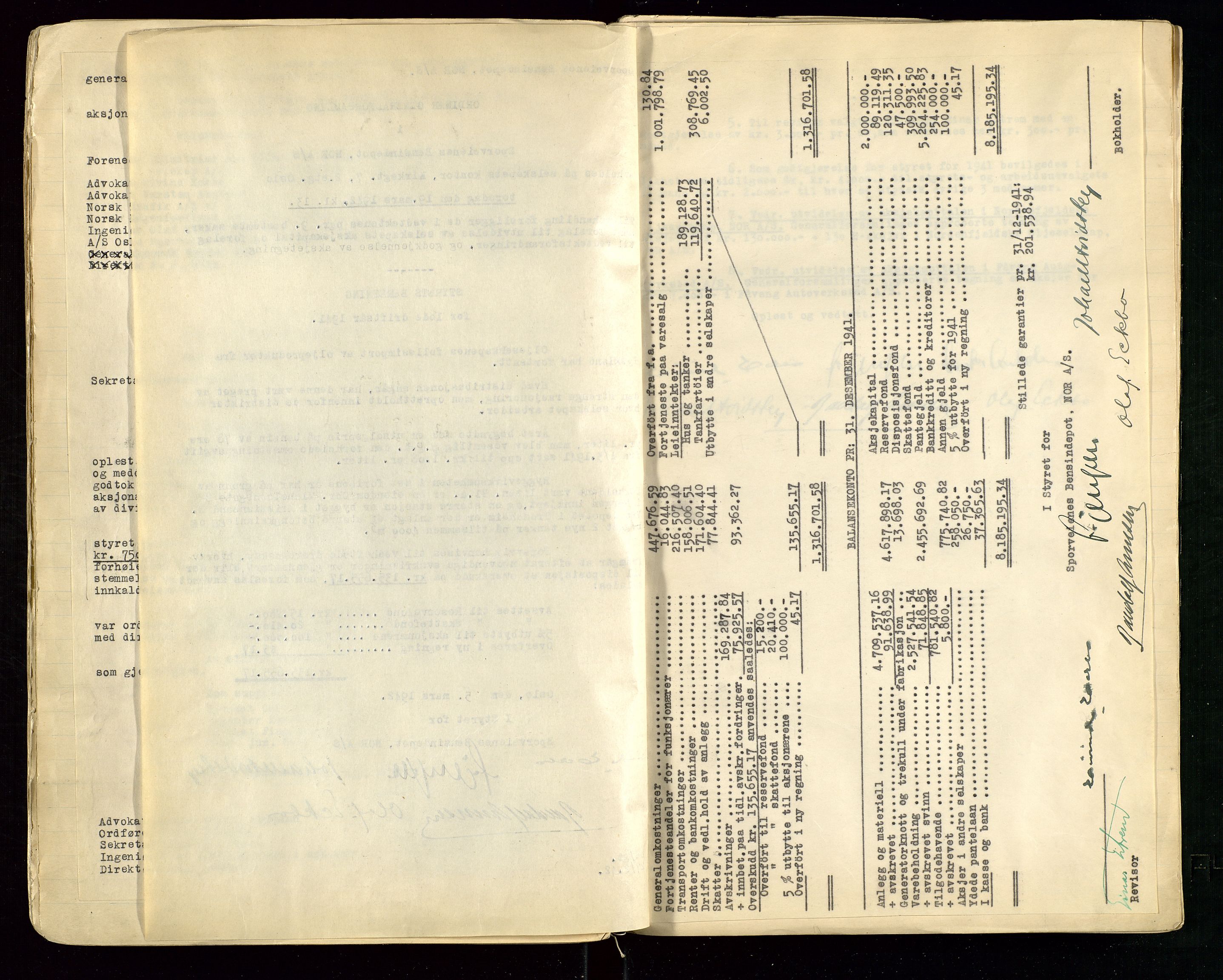 Pa 1514 - Sporveienes Bensindepot, Norsk Oljeraffineri A/S, AV/SAST-A-101919/A/L0001/0001: Styreprotokoll. Forhandlingsprotokoll Arbeidsutvaget / Styreprotokoll, 1932-1949, p. 68