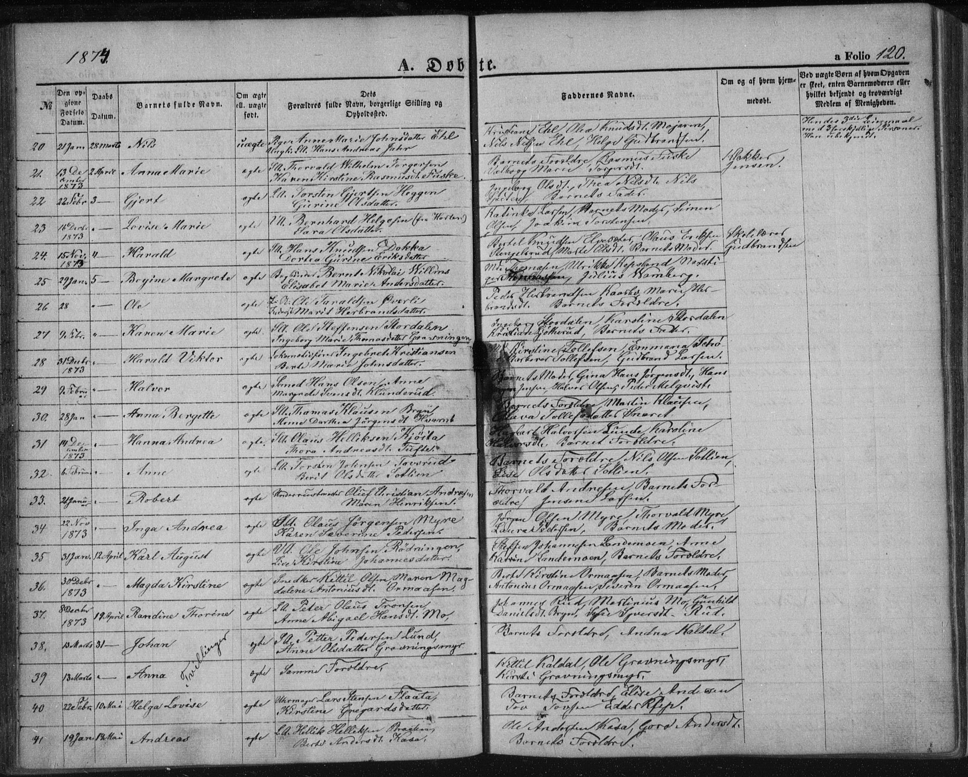 Kongsberg kirkebøker, AV/SAKO-A-22/F/Fa/L0010: Parish register (official) no. I 10, 1859-1875, p. 120