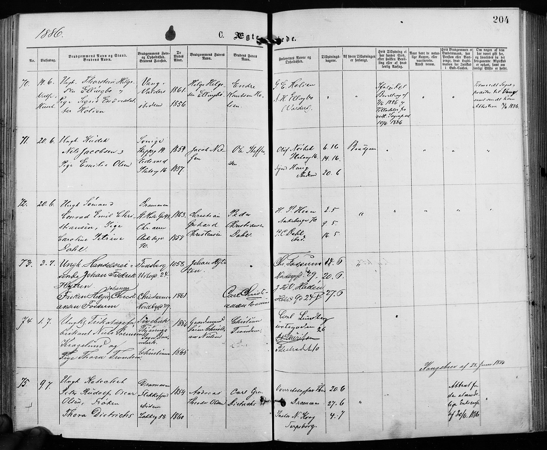 Grønland prestekontor Kirkebøker, SAO/A-10848/F/Fa/L0006: Parish register (official) no. 6, 1877-1886, p. 204
