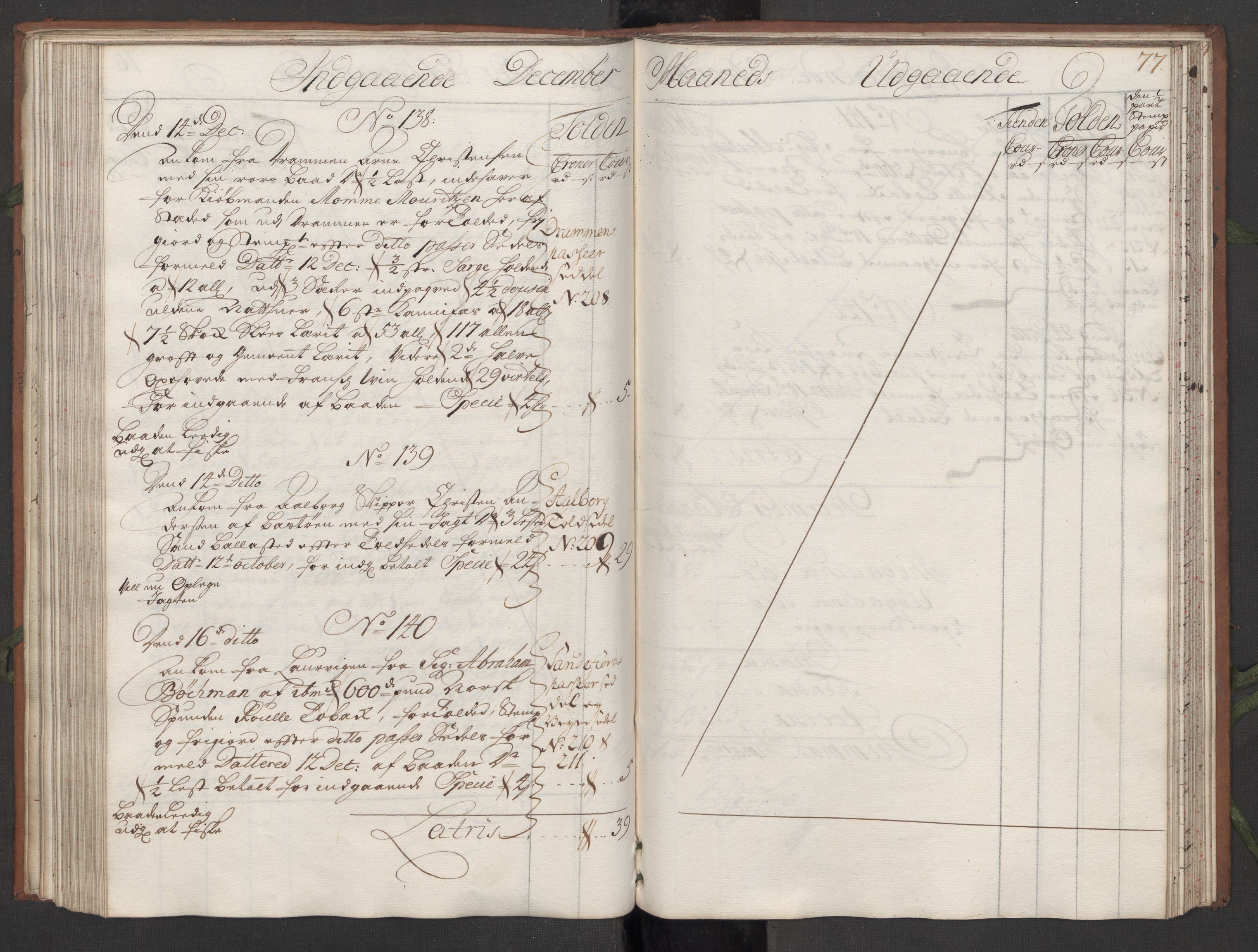 Generaltollkammeret, tollregnskaper, AV/RA-EA-5490/R09/L0008/0001: Tollregnskaper Holmestrand / Hovedtollbok, 1733, p. 76b-77a