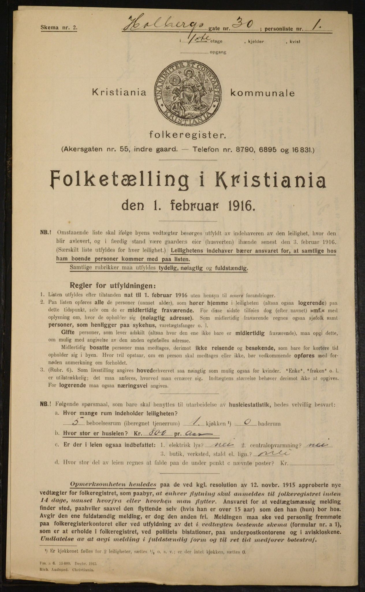 OBA, Municipal Census 1916 for Kristiania, 1916, p. 41185