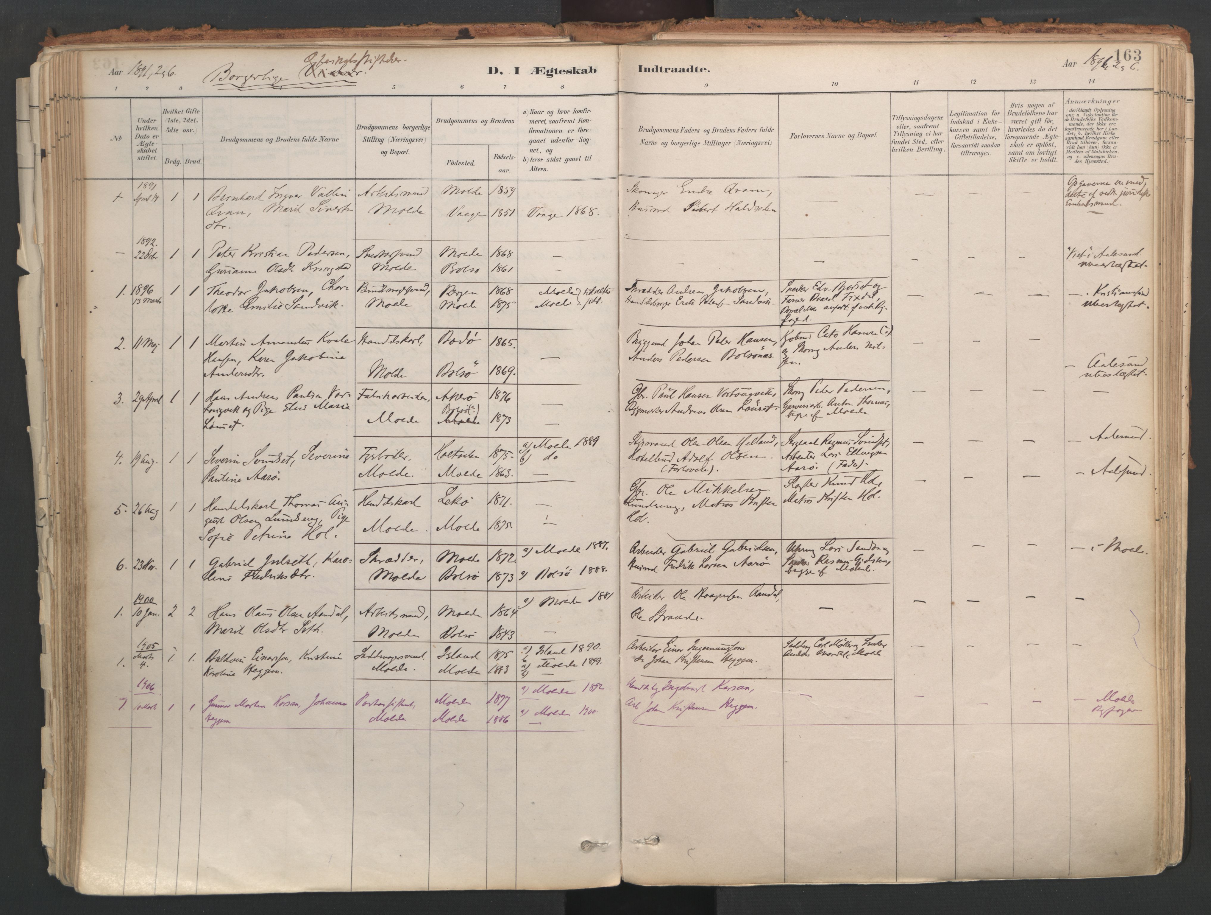 Ministerialprotokoller, klokkerbøker og fødselsregistre - Møre og Romsdal, SAT/A-1454/558/L0692: Parish register (official) no. 558A06, 1887-1971, p. 163