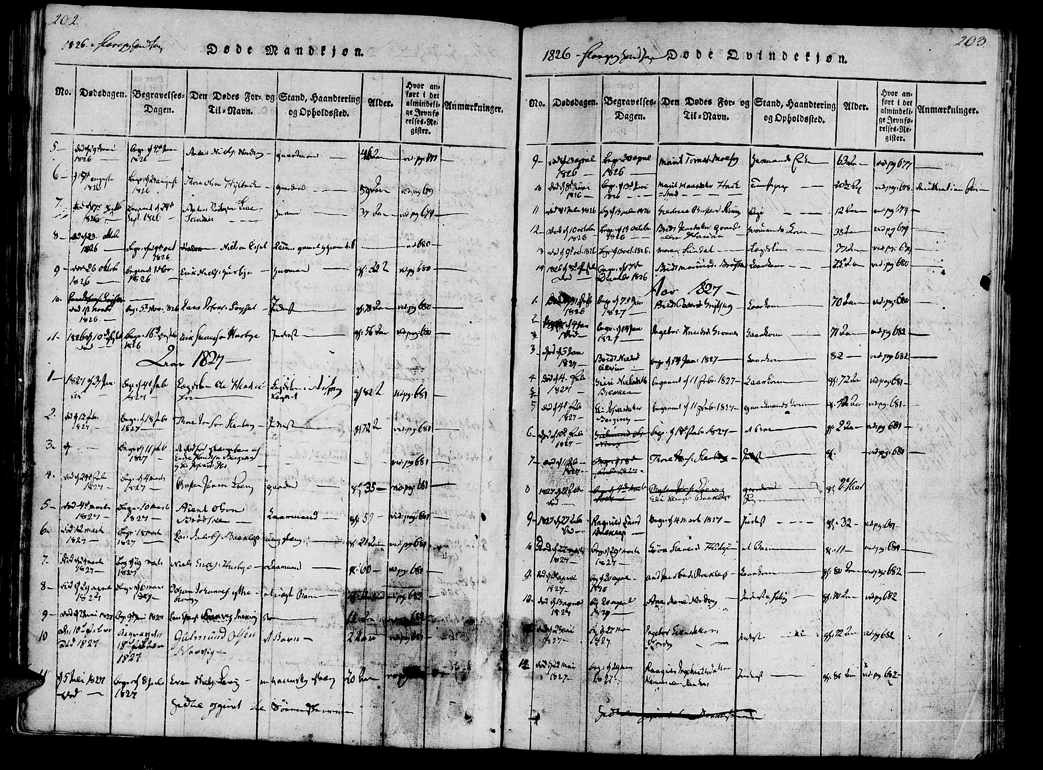 Ministerialprotokoller, klokkerbøker og fødselsregistre - Møre og Romsdal, AV/SAT-A-1454/592/L1023: Parish register (official) no. 592A02, 1820-1830, p. 202-203