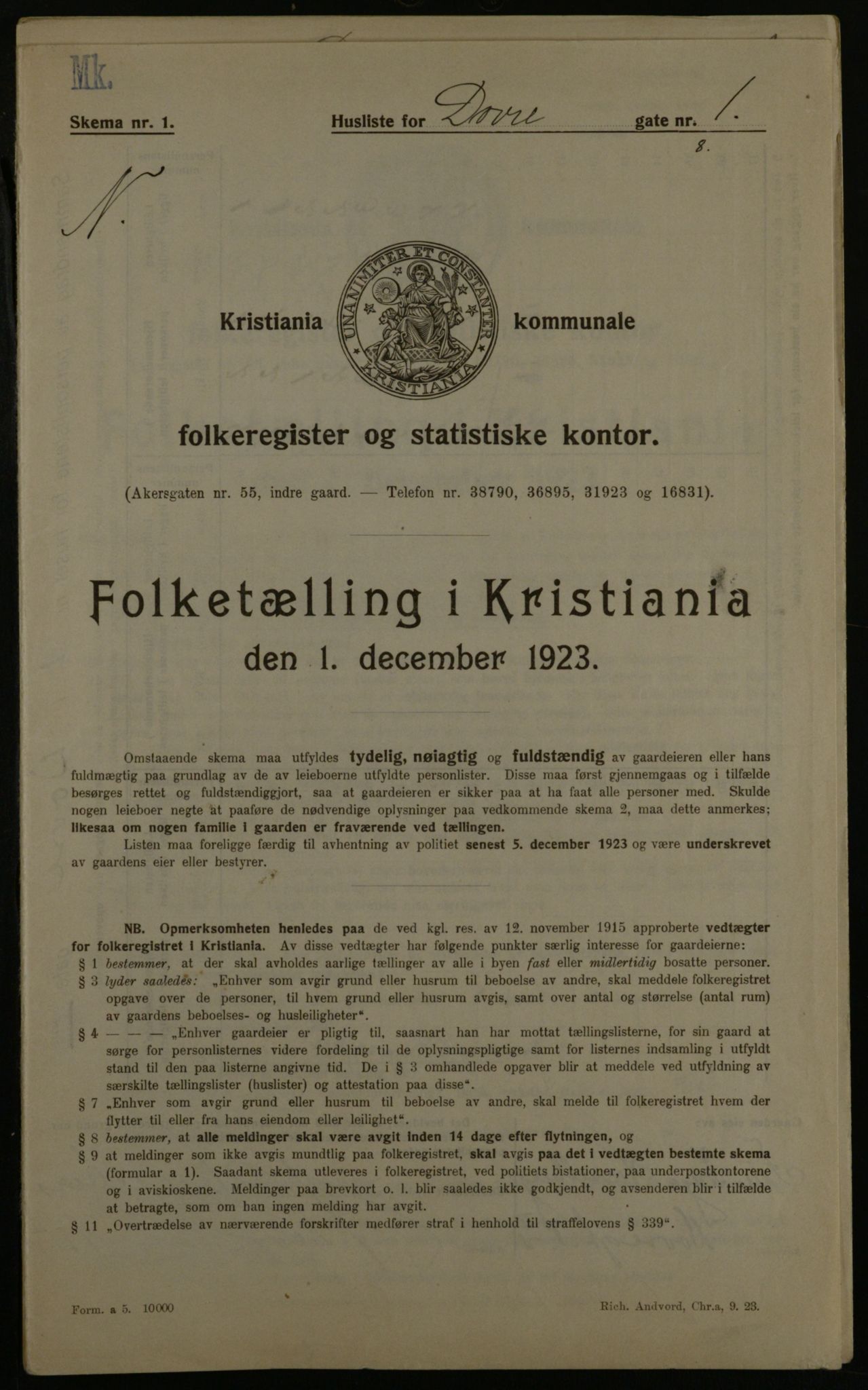 OBA, Municipal Census 1923 for Kristiania, 1923, p. 17823