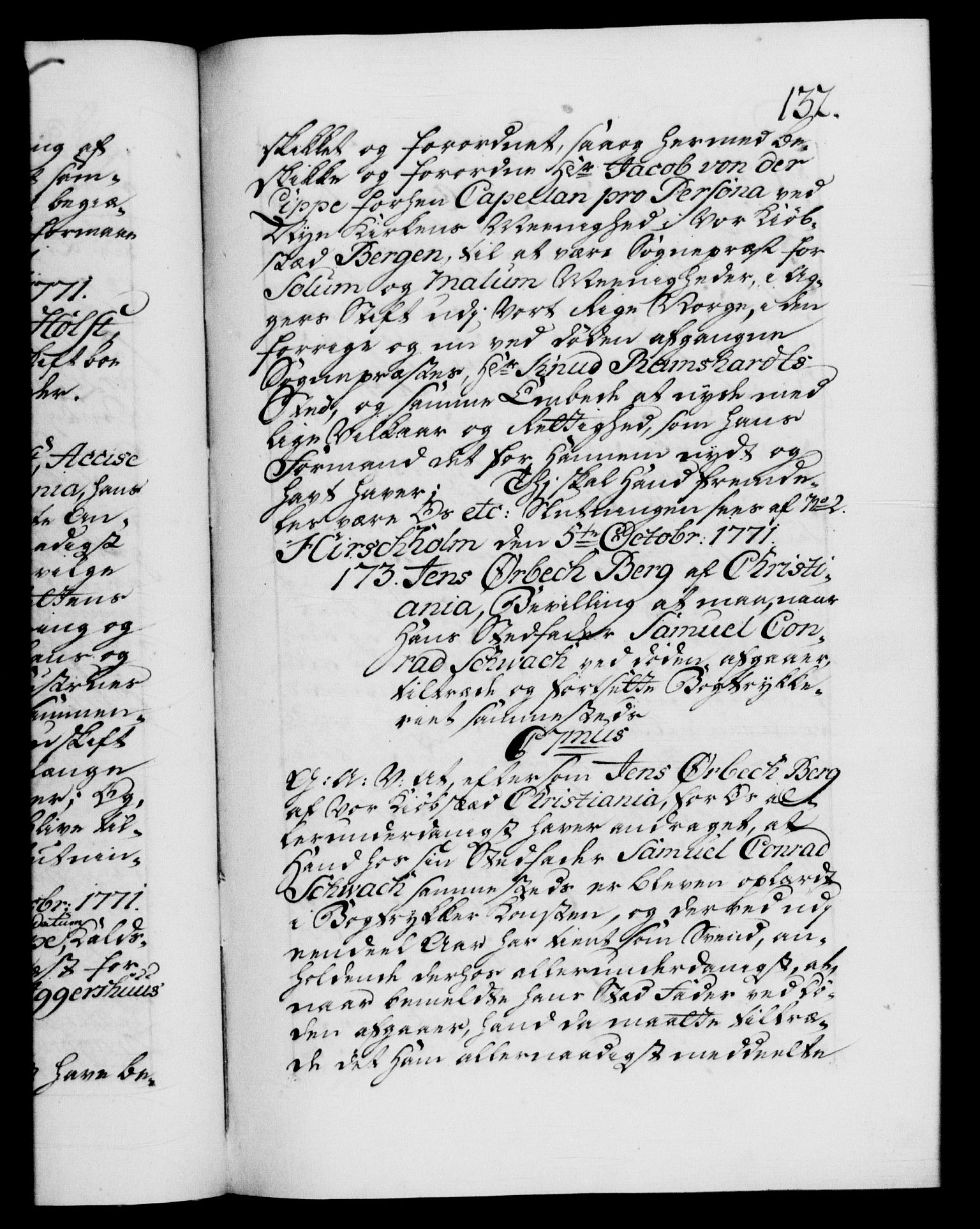 Danske Kanselli 1572-1799, RA/EA-3023/F/Fc/Fca/Fcaa/L0045: Norske registre "Norske eller 3. dept.s åpne brev, 1771-1773, p. 132a