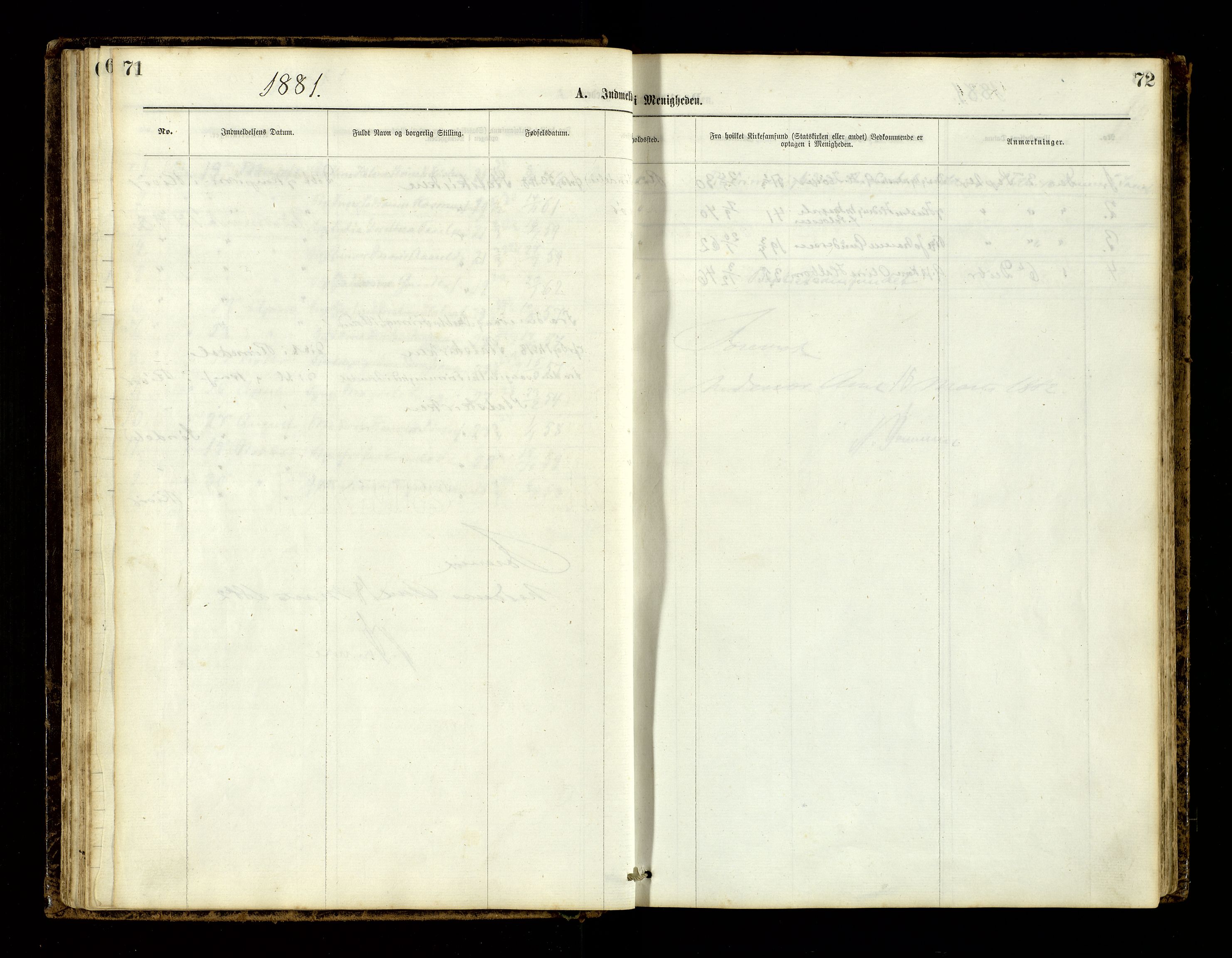 Den evangelisk-lutherske frimenighet, Risør, AV/SAK-1292-0007/F/Fa/L0001: Dissenter register no. F 17, 1877-1892, p. 71-72